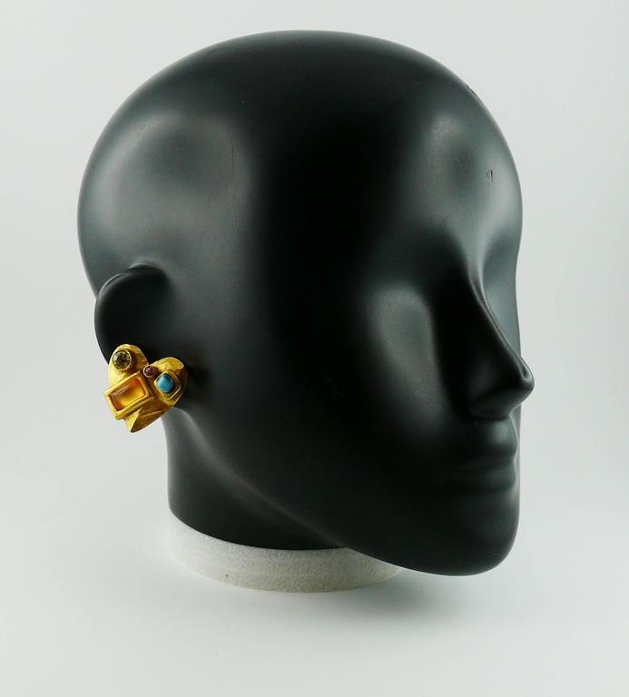 Christian Lacroix Vintage Jewelled Heart ClipOn Earrings at 1stDibs