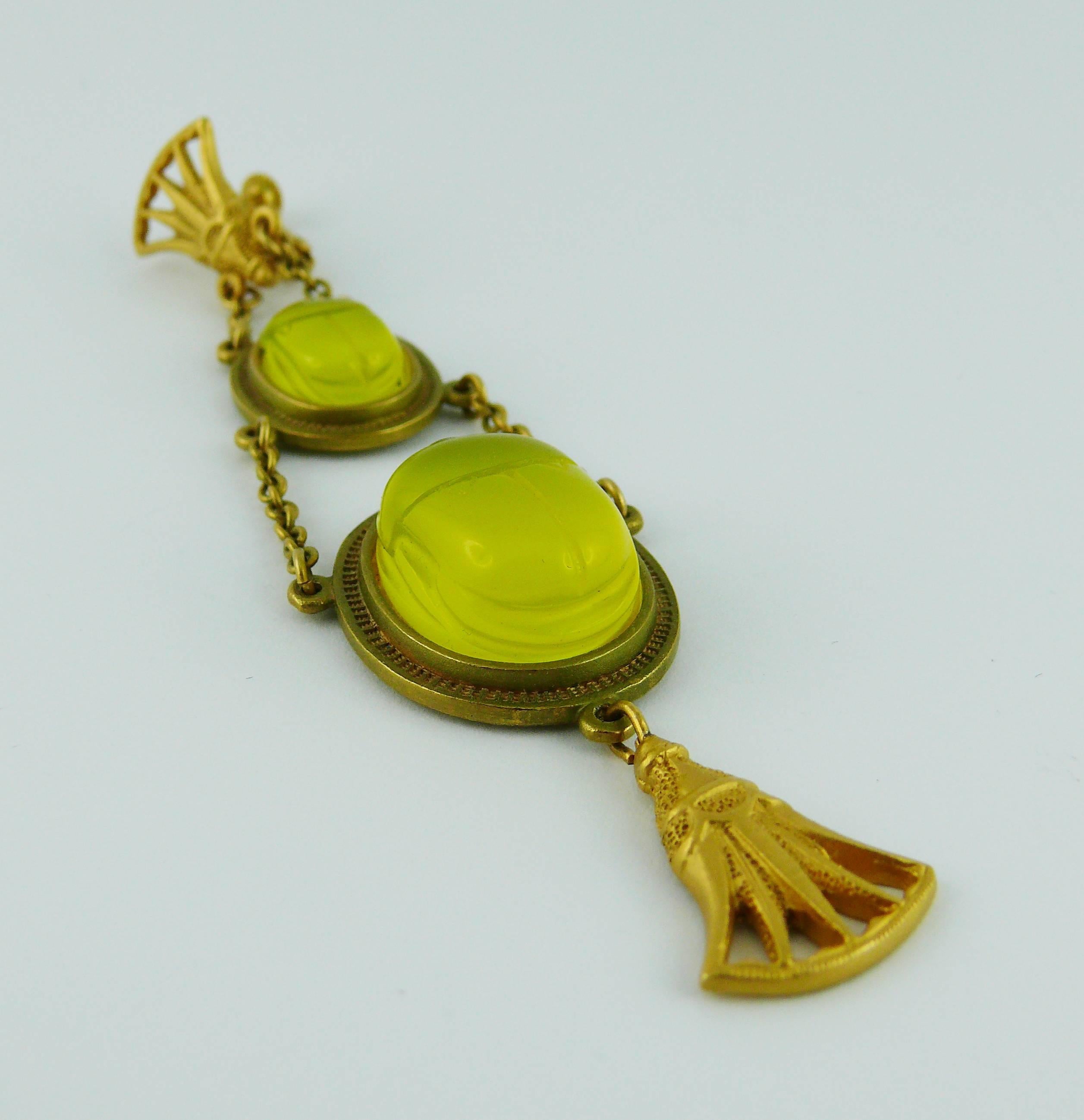 Christian Dior by John Galliano Egyptian Revival Scarab Dangle Earrings In Excellent Condition In Nice, FR