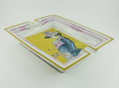 Hermes Large Riding Lady Porcelain Cigar Ashtray Pin Tray Rare