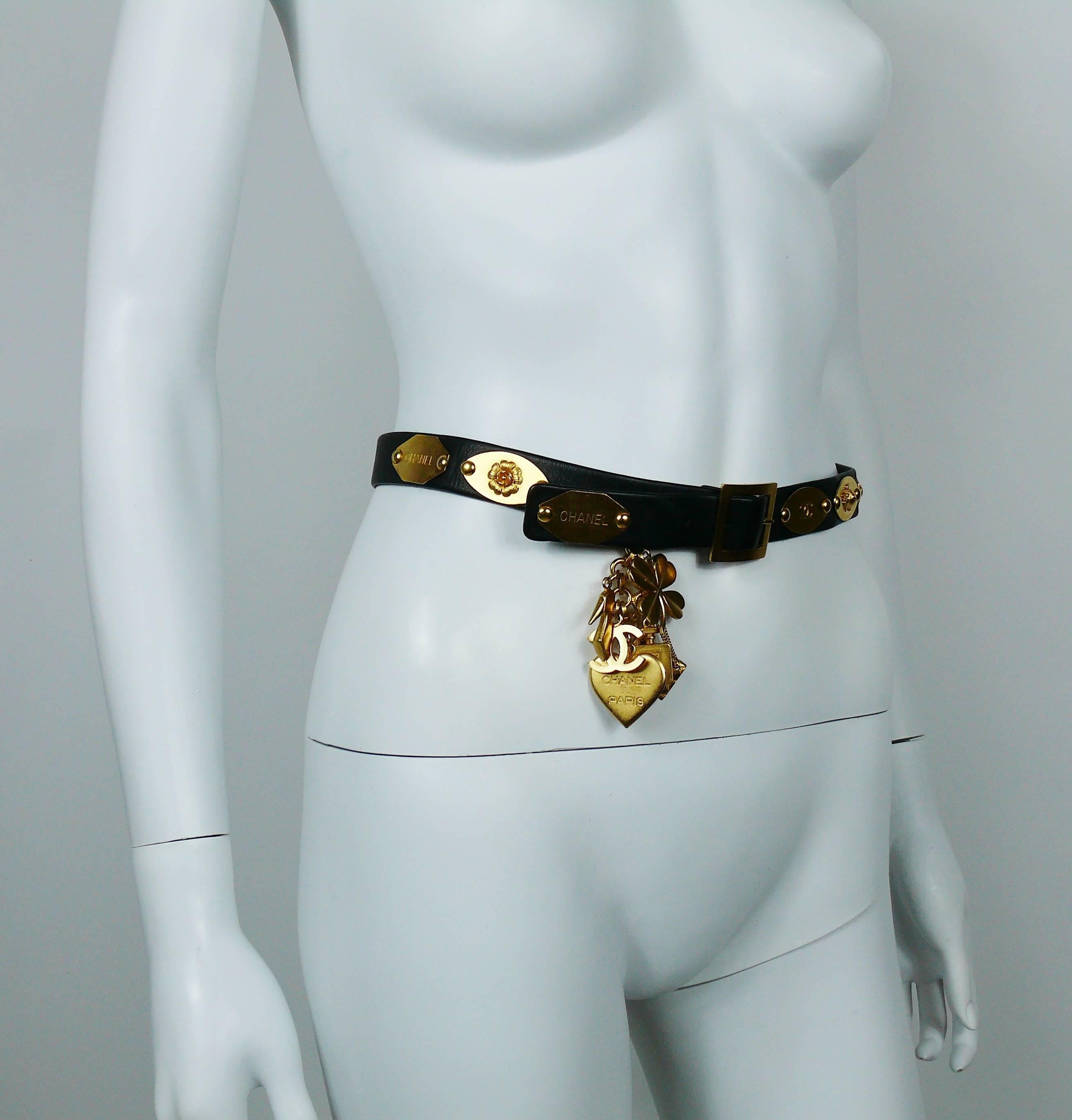 Black Chanel Vintage 1995 Iconic Belt with Charms