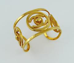 Chanel Vintage 1997 Rare CC Turnlock Gold Toned Cuff Bracelet