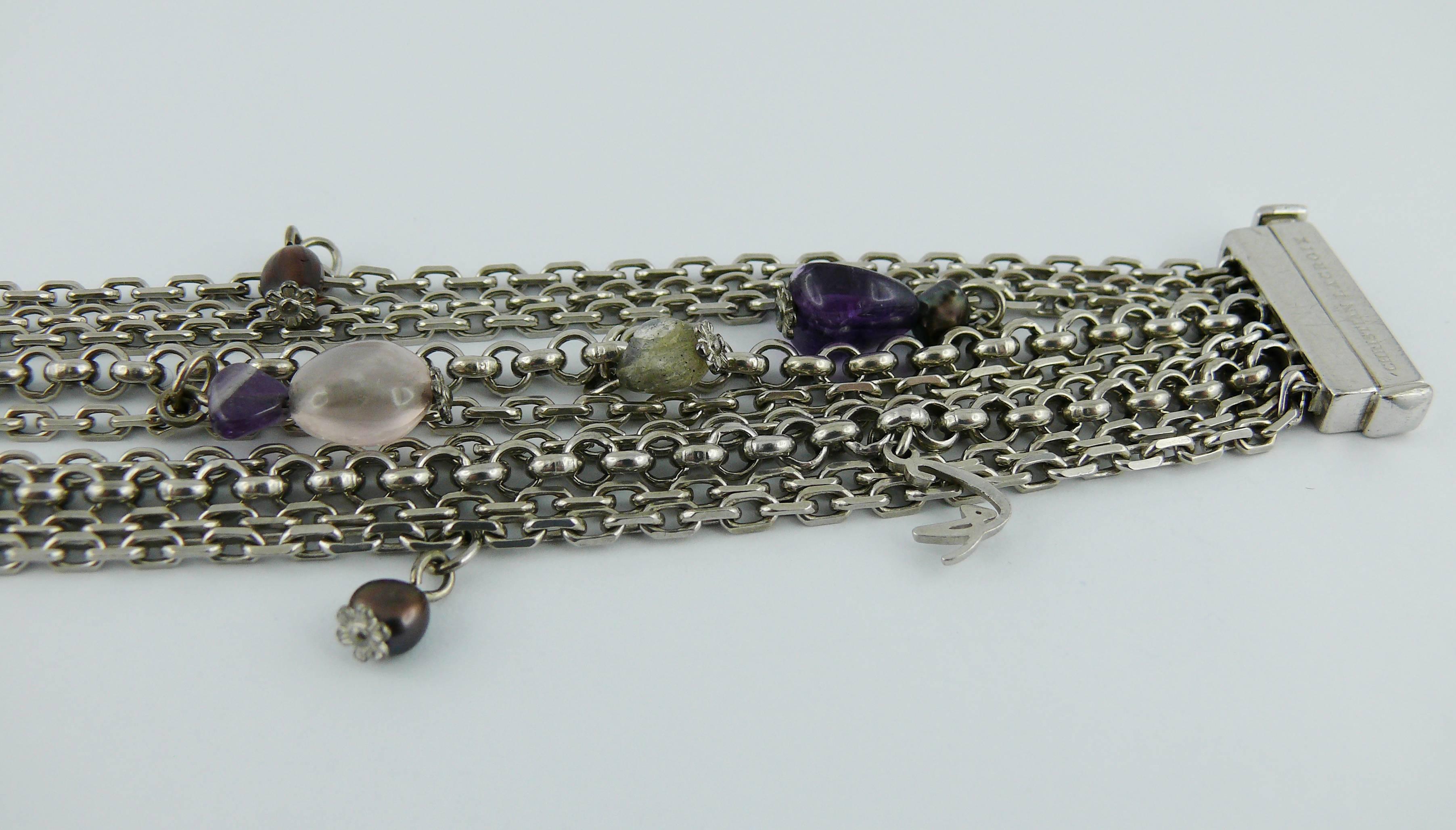 Christian Lacroix Vintage Sterling Silver Chain Bracelet with Charms For Sale 3