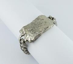 Christian Lacroix Vintage Rare Silver Tone ID Tag Curb Bracelet