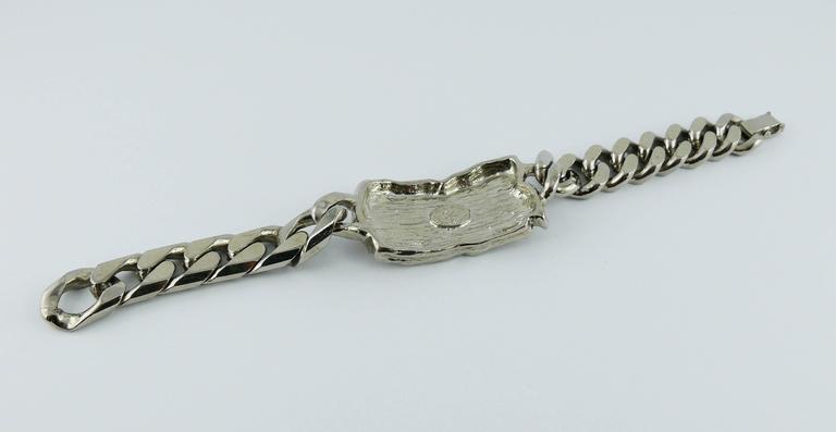 Christian Lacroix Vintage Rare Silver Tone ID Tag Curb Bracelet For ...