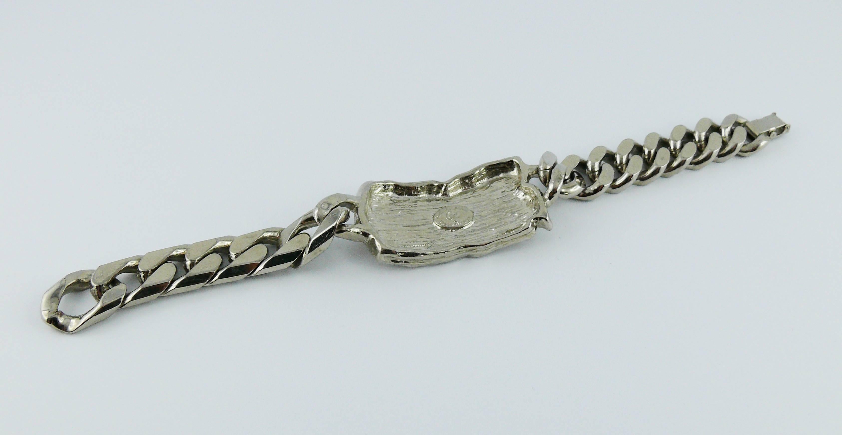 Christian Lacroix Vintage Rare Silver Tone ID Tag Curb Bracelet For Sale 3
