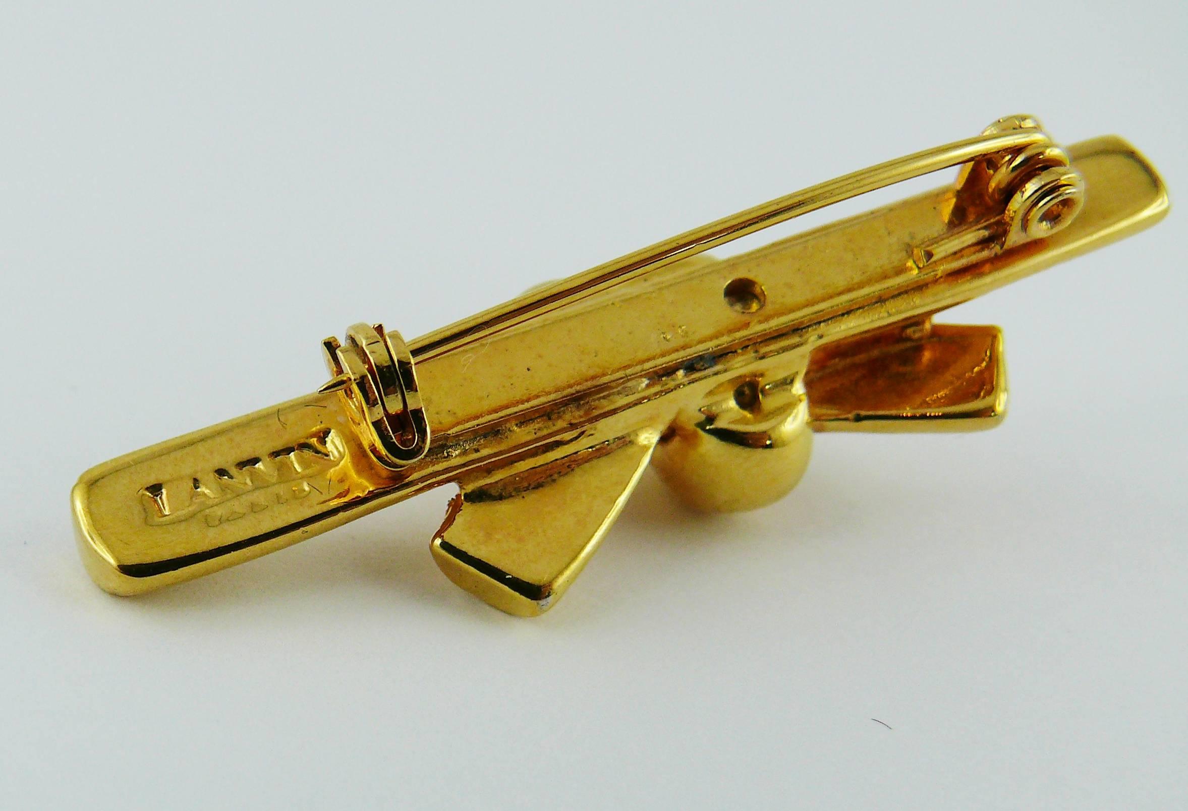 Lanvin Vintage Gold Toned Knot Bar Brooch For Sale 1