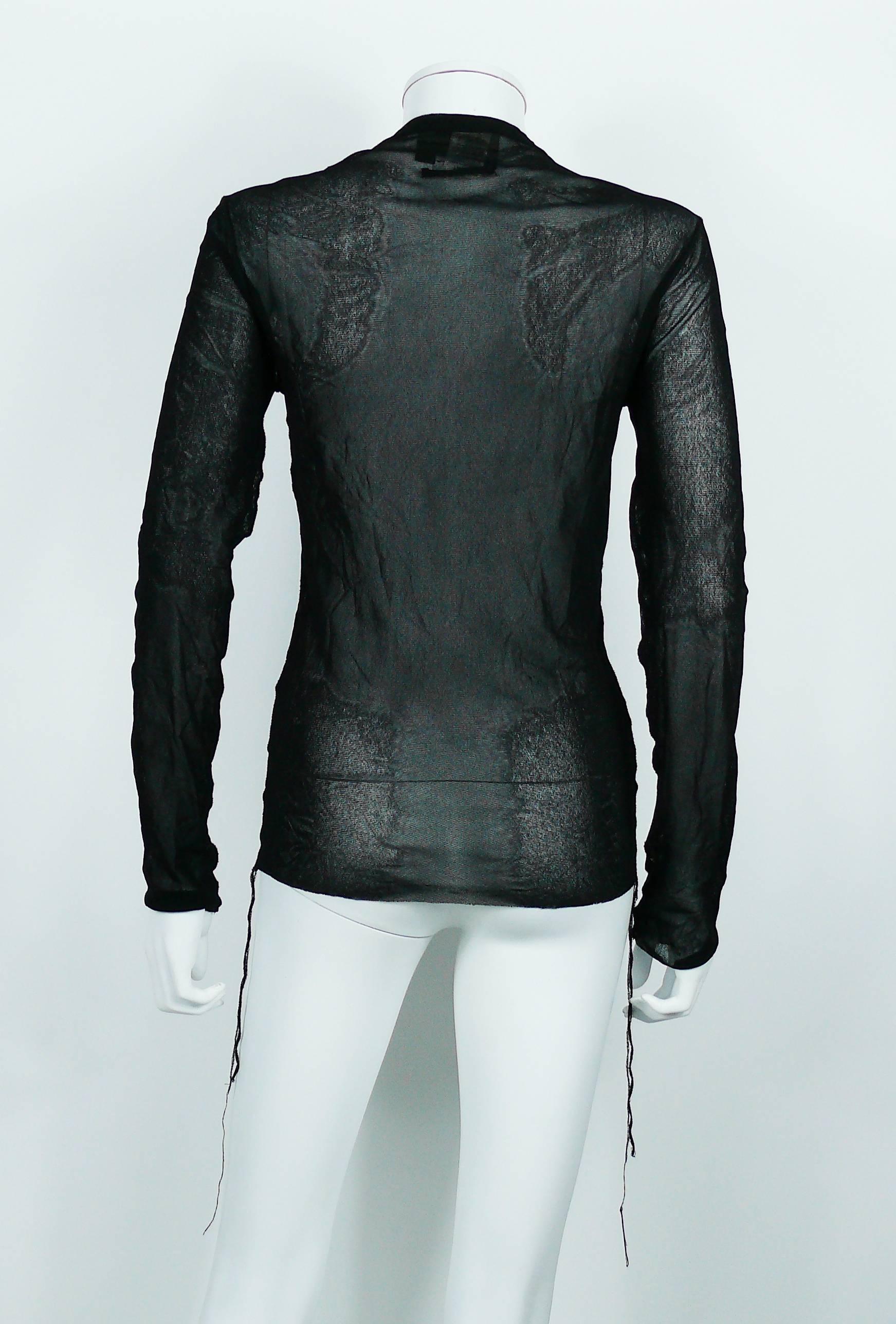 Jean Paul Gaultier Men Vintage Mesh Top with Mouth Appliques Size M 4