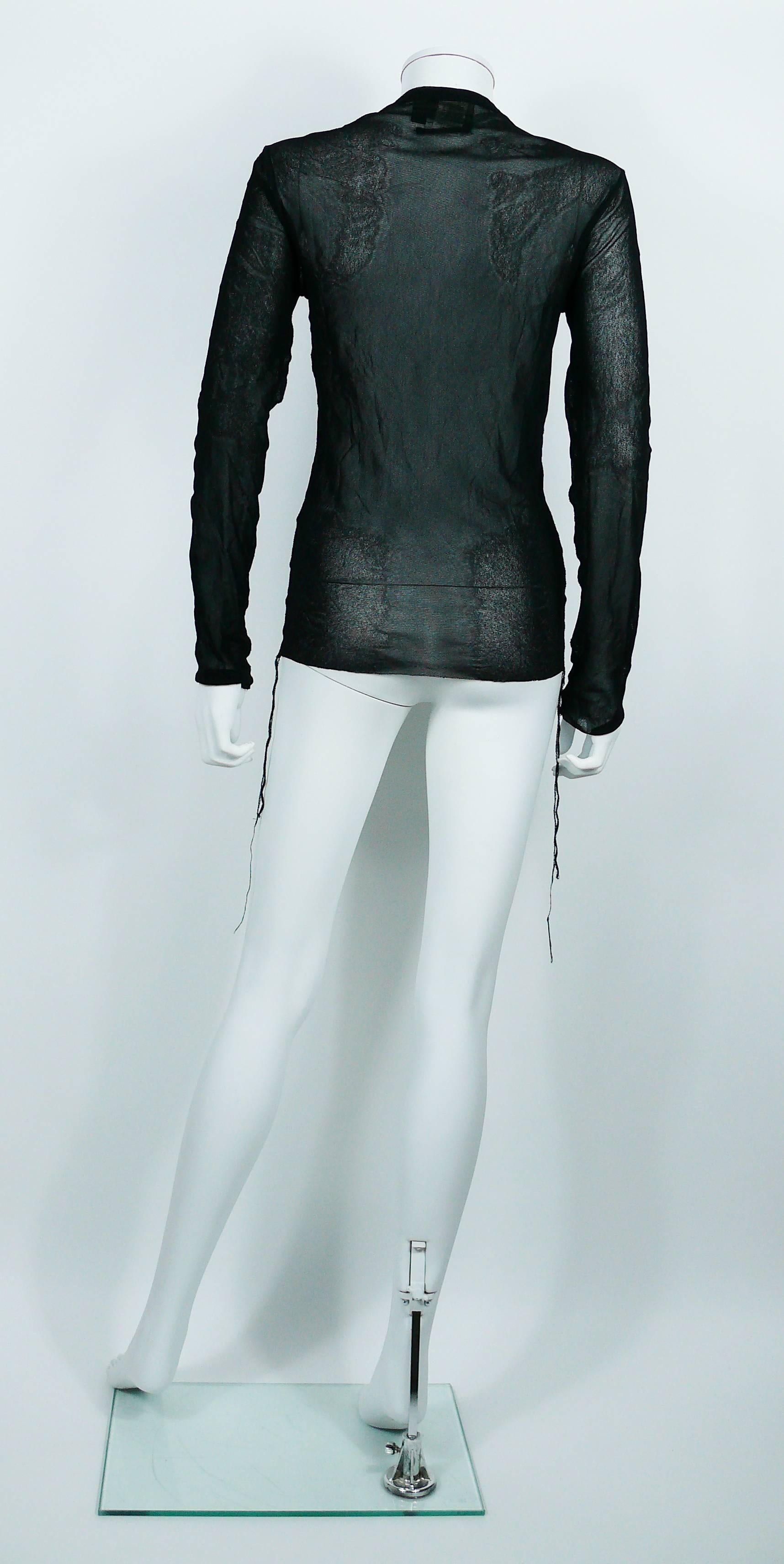 Jean Paul Gaultier Men Vintage Mesh Top with Mouth Appliques Size M 3