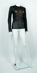 Jean Paul Gaultier Men Vintage Mesh Top with Mouth Appliques Size M
