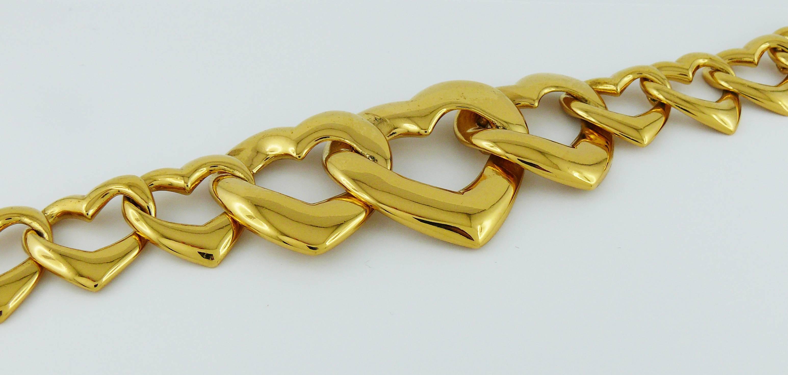 Yves Saint Laurent YSL Vintage Heart Necklace and Bracelet Set In Excellent Condition In Nice, FR