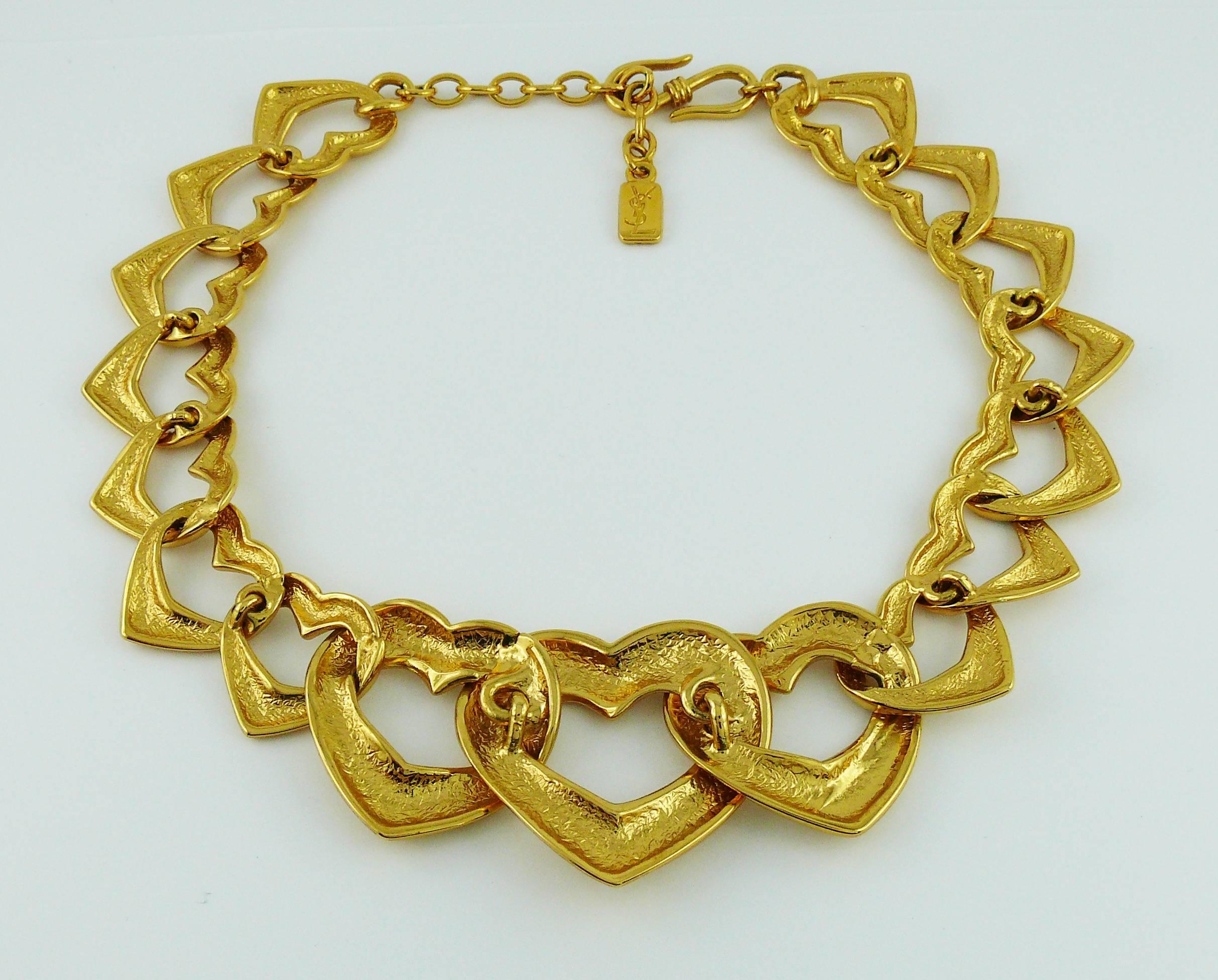 Yves Saint Laurent YSL Vintage Heart Necklace and Bracelet Set 3