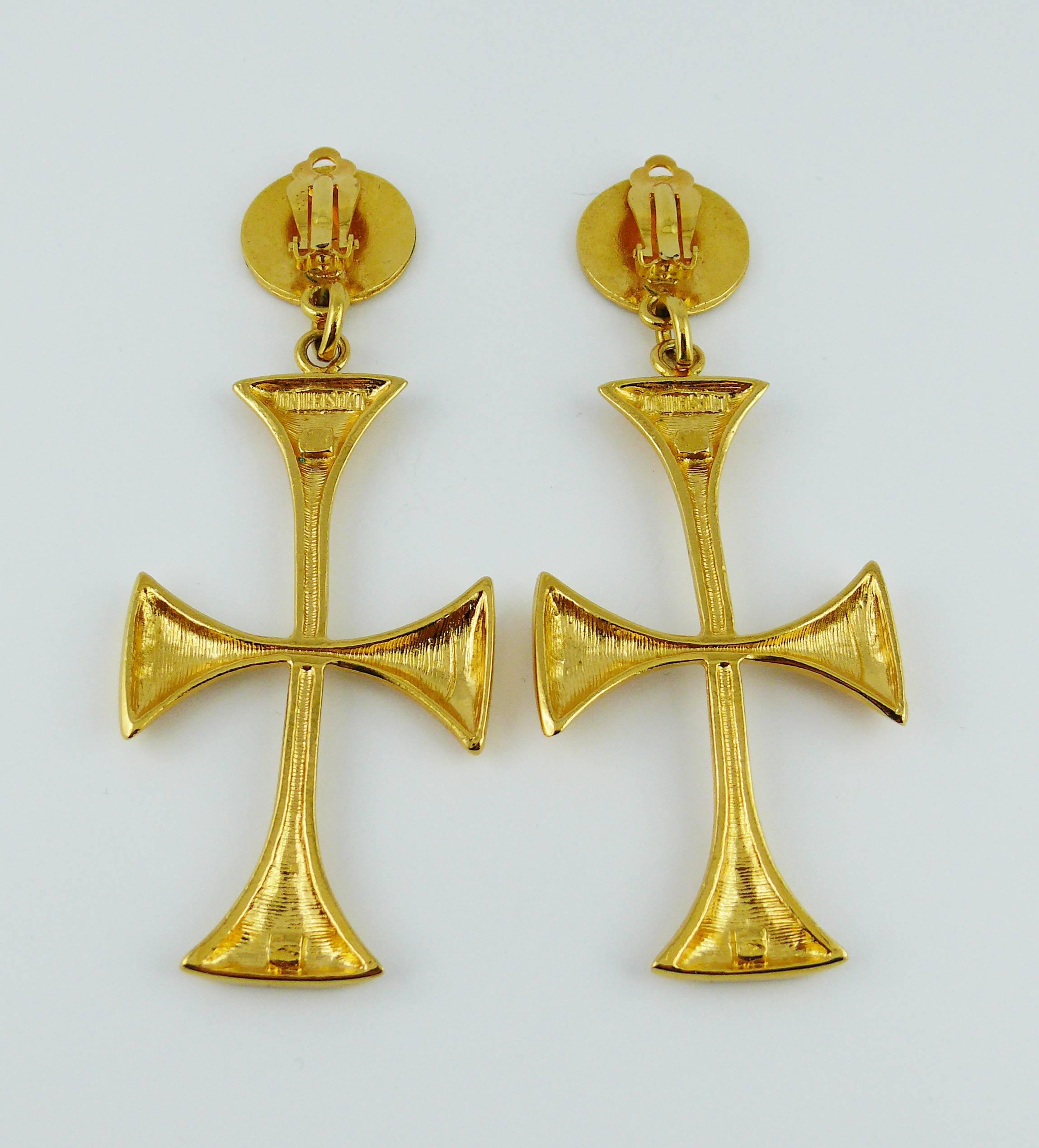 Women's Moschino Vintage Oversized Cross Dangling Earrings