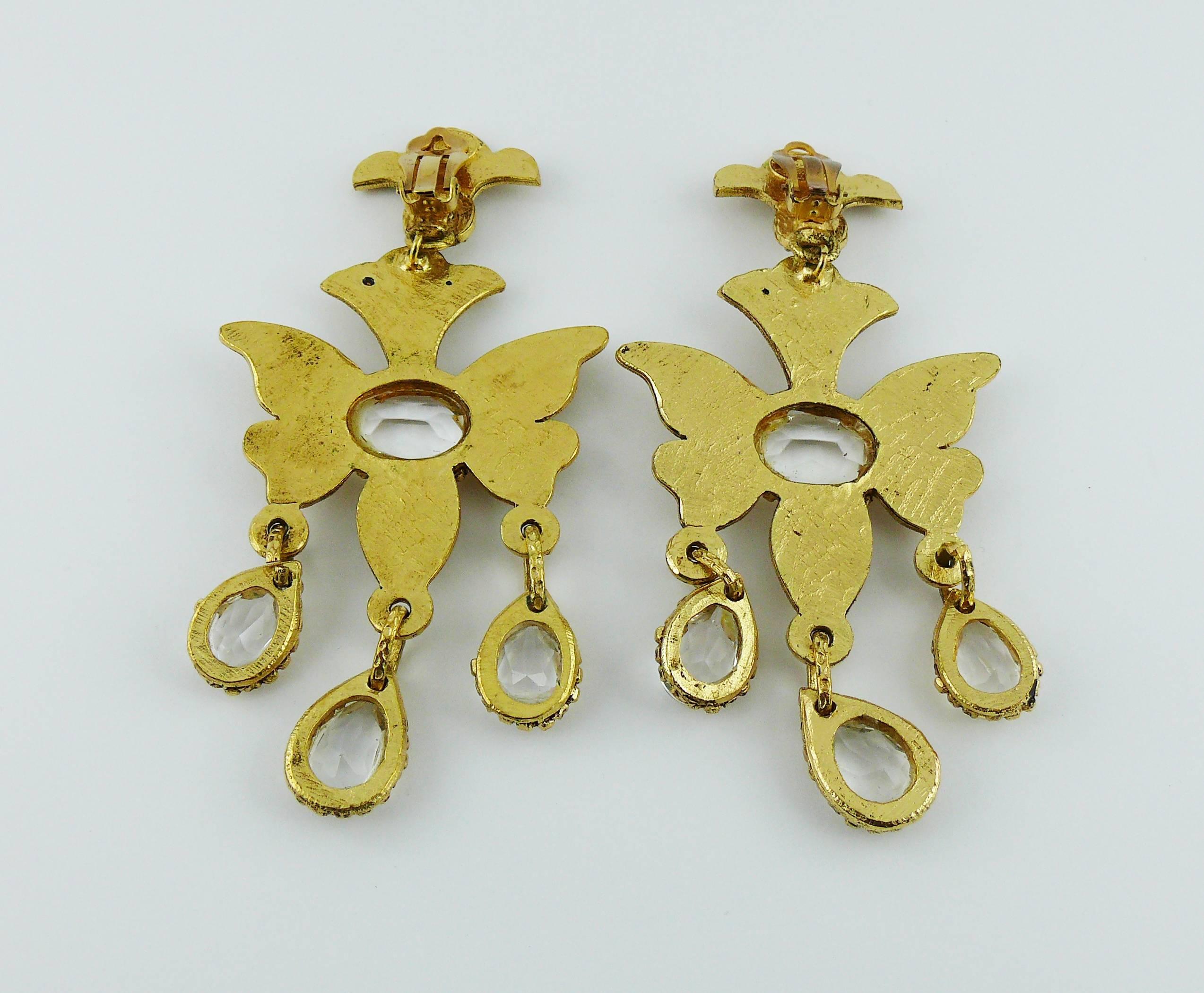 Christian Lacroix Vintage Massive Jeweled Chandelier Earrings 1