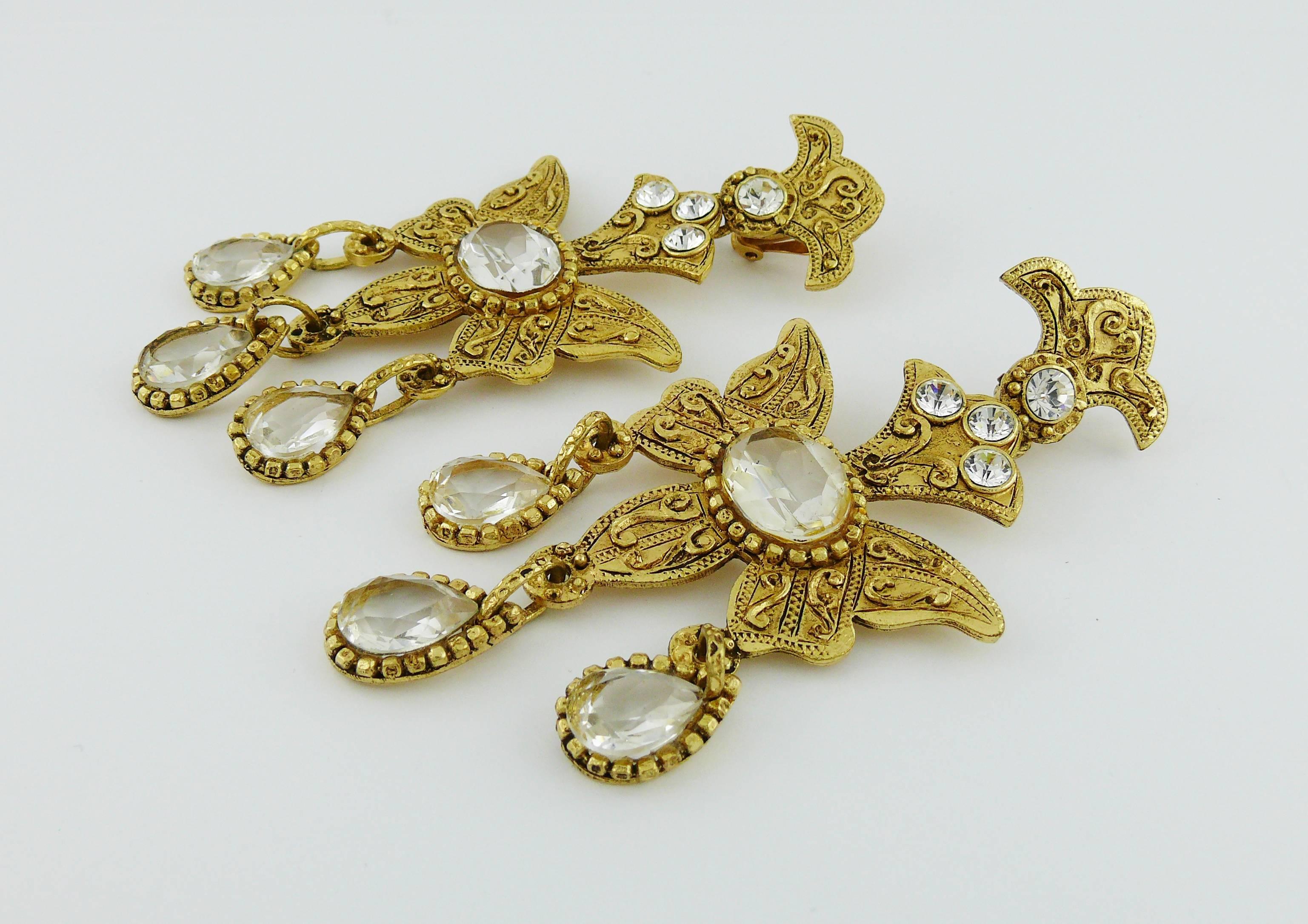 Women's Christian Lacroix Vintage Massive Jeweled Chandelier Earrings