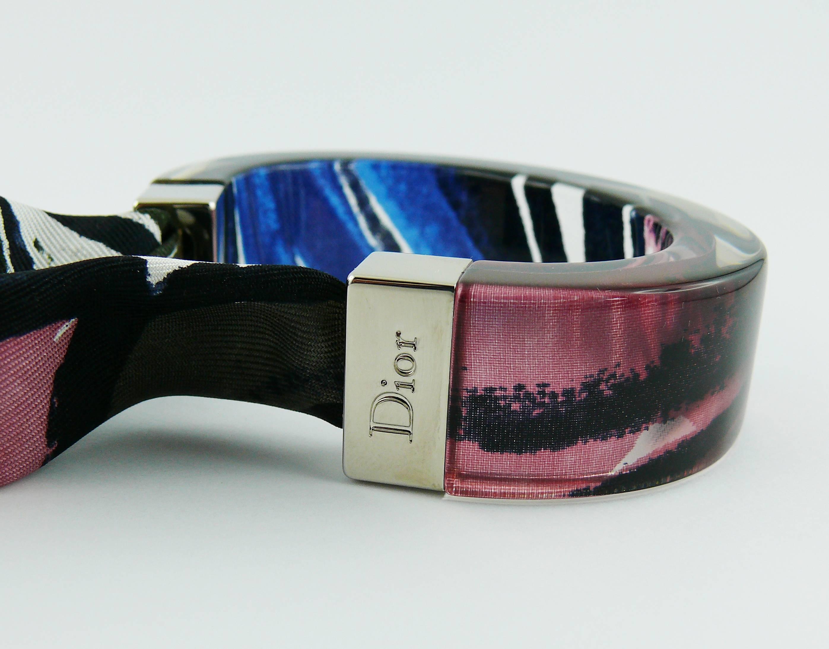 Christian Dior Clear Lucite Silk Scarf Bracelet In Excellent Condition For Sale In Nice, FR