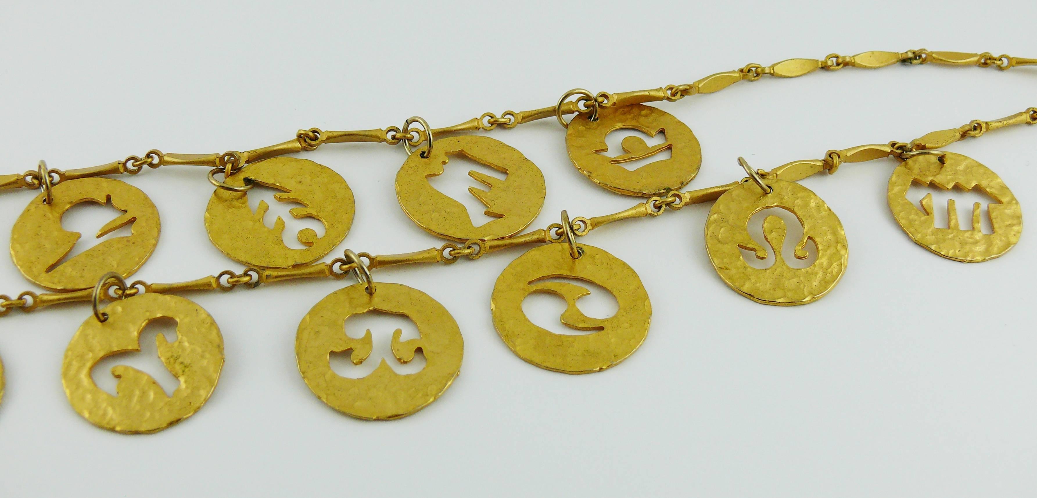 Paco Rabanne by Maison Desrues Vintage 1990s Zodiac Necklace In Good Condition In Nice, FR