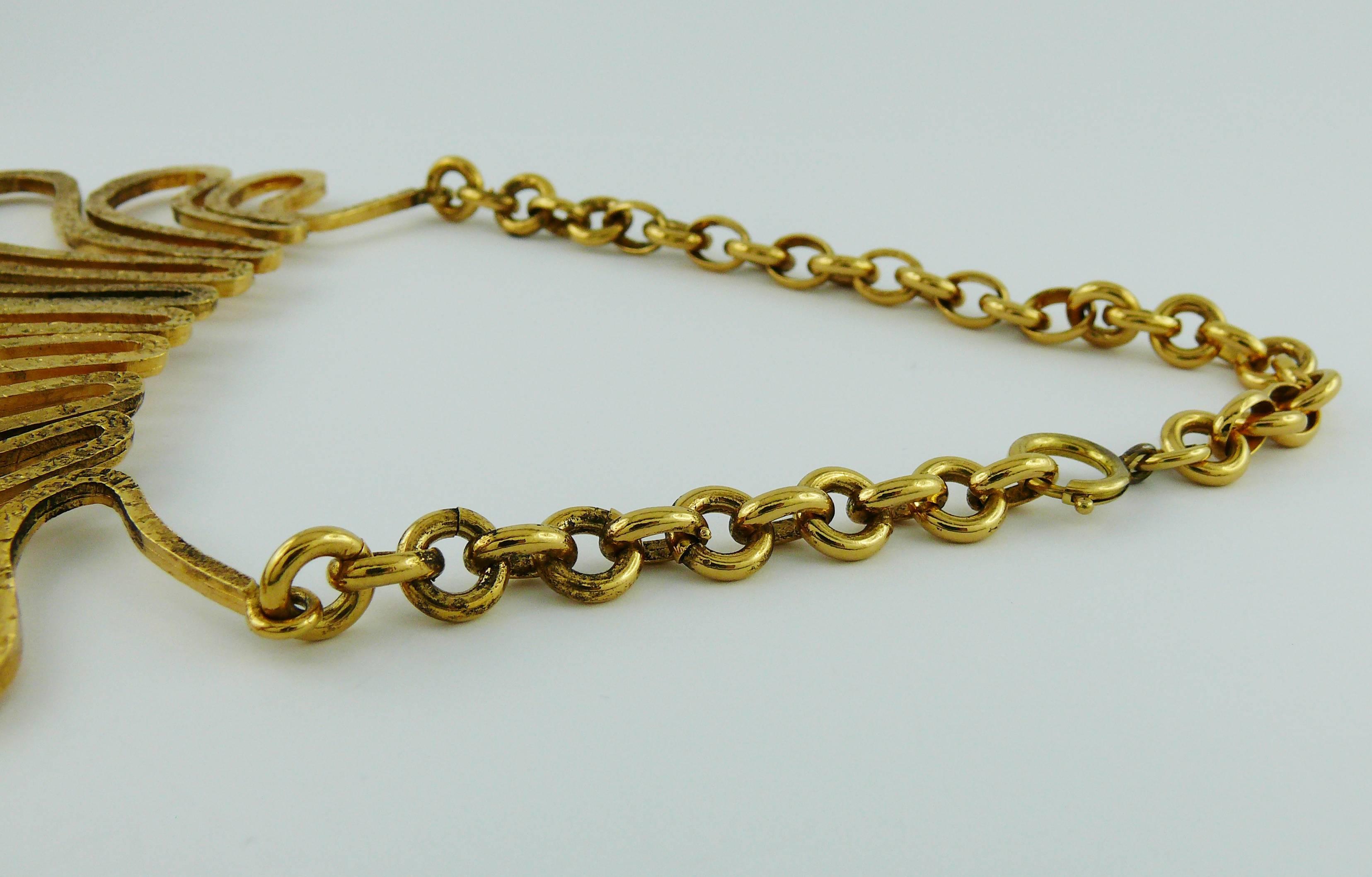 Chanel Vintage 1990s Gorgeous Gold Toned Arabesque Bib Necklace 3