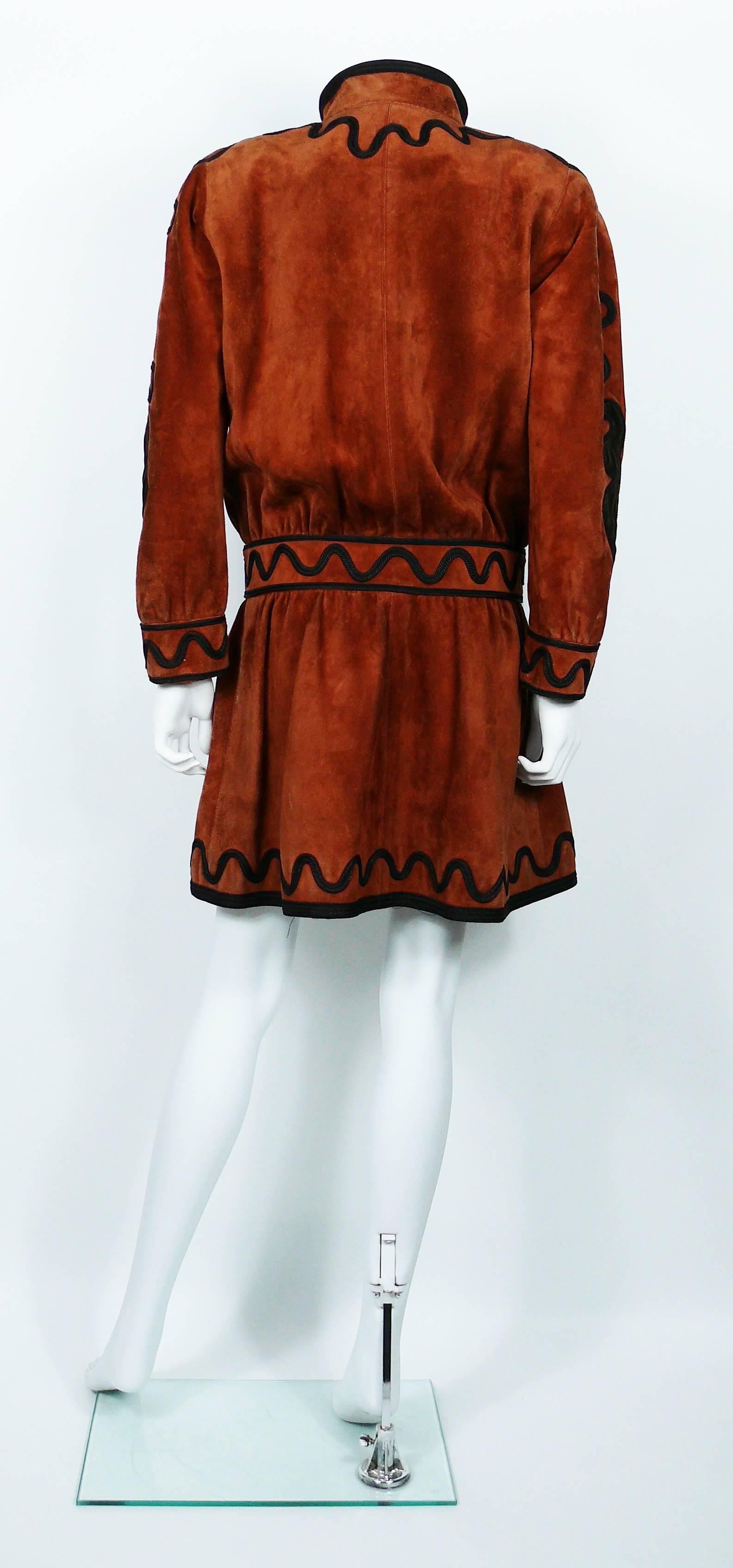Yves Saint Laurent YSL Haute Couture Russian Inspired Embroidered Suede Jacket In Fair Condition For Sale In Nice, FR