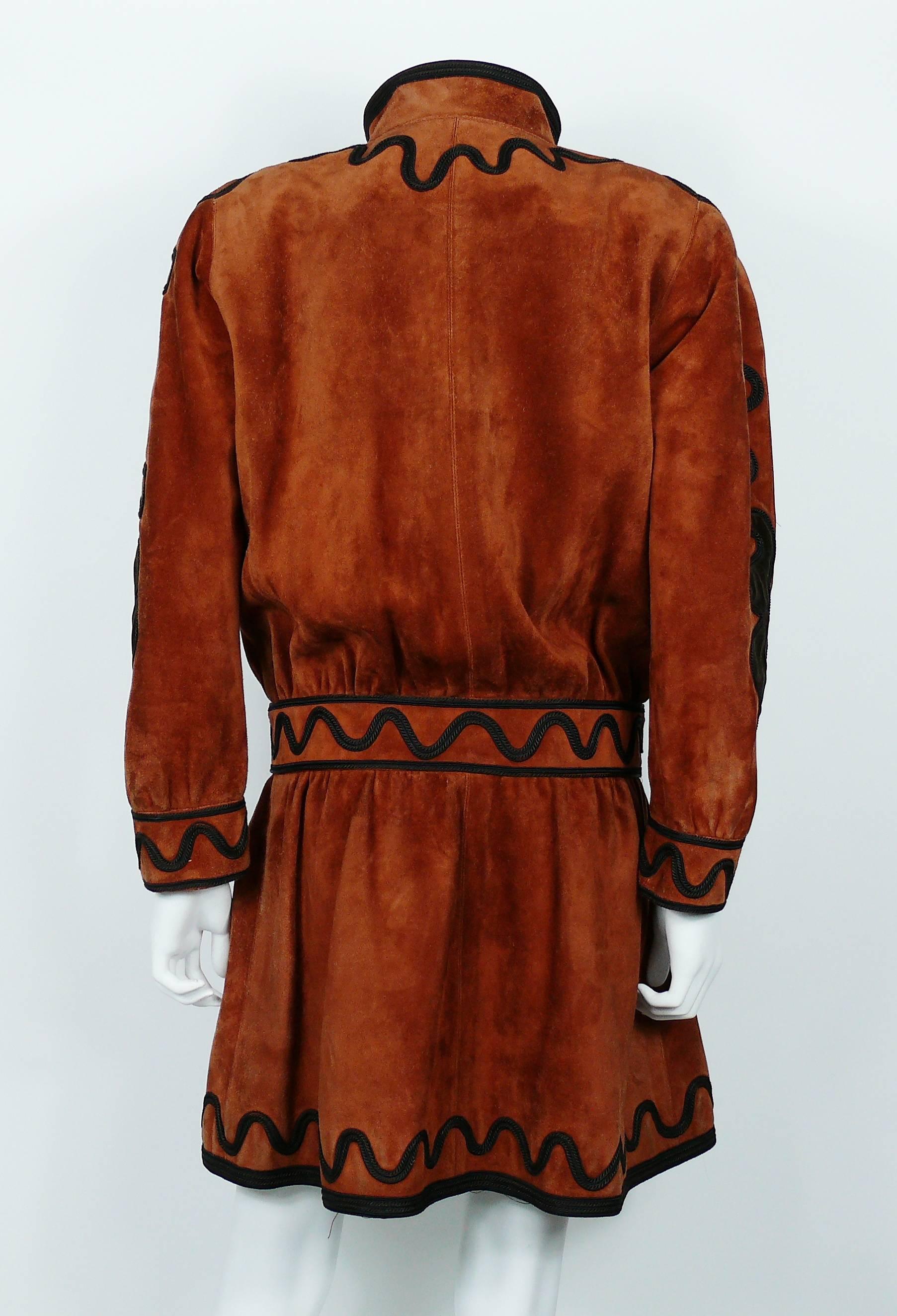 Women's Yves Saint Laurent YSL Haute Couture Russian Inspired Embroidered Suede Jacket For Sale