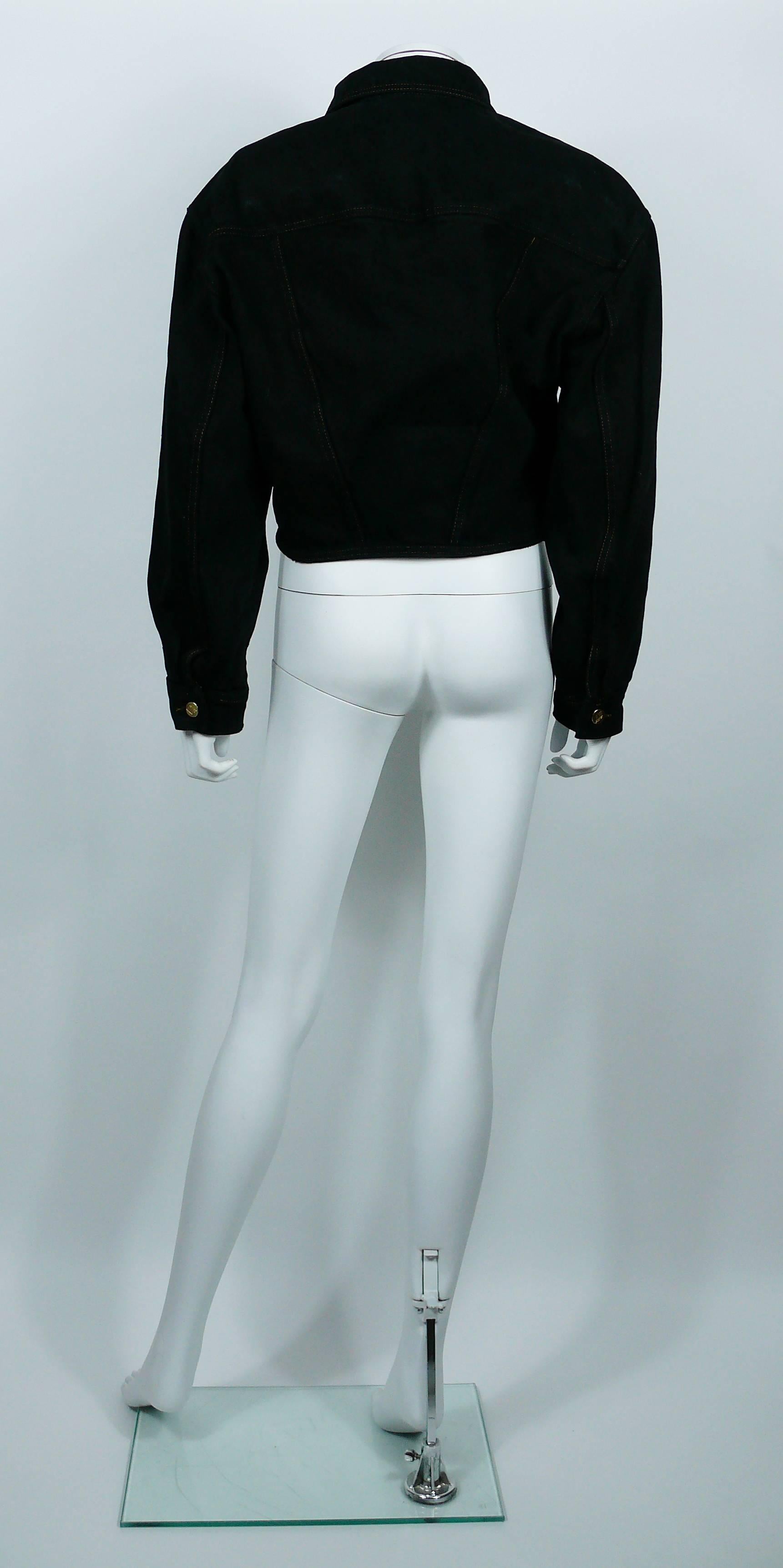 Jean Paul Gaultier Junior Vintage Black Denim Corset Style Jacket 3