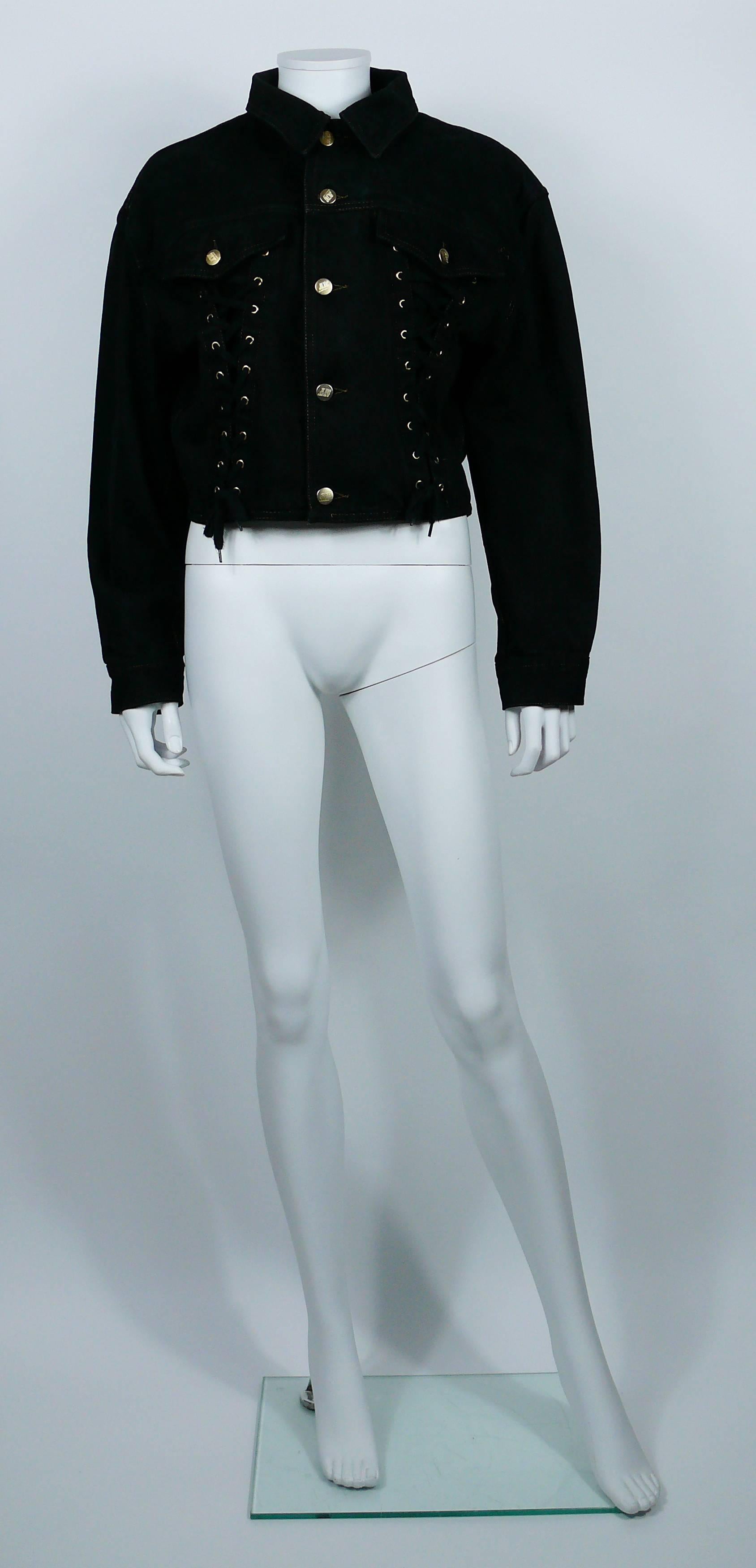 Women's Jean Paul Gaultier Junior Vintage Black Denim Corset Style Jacket