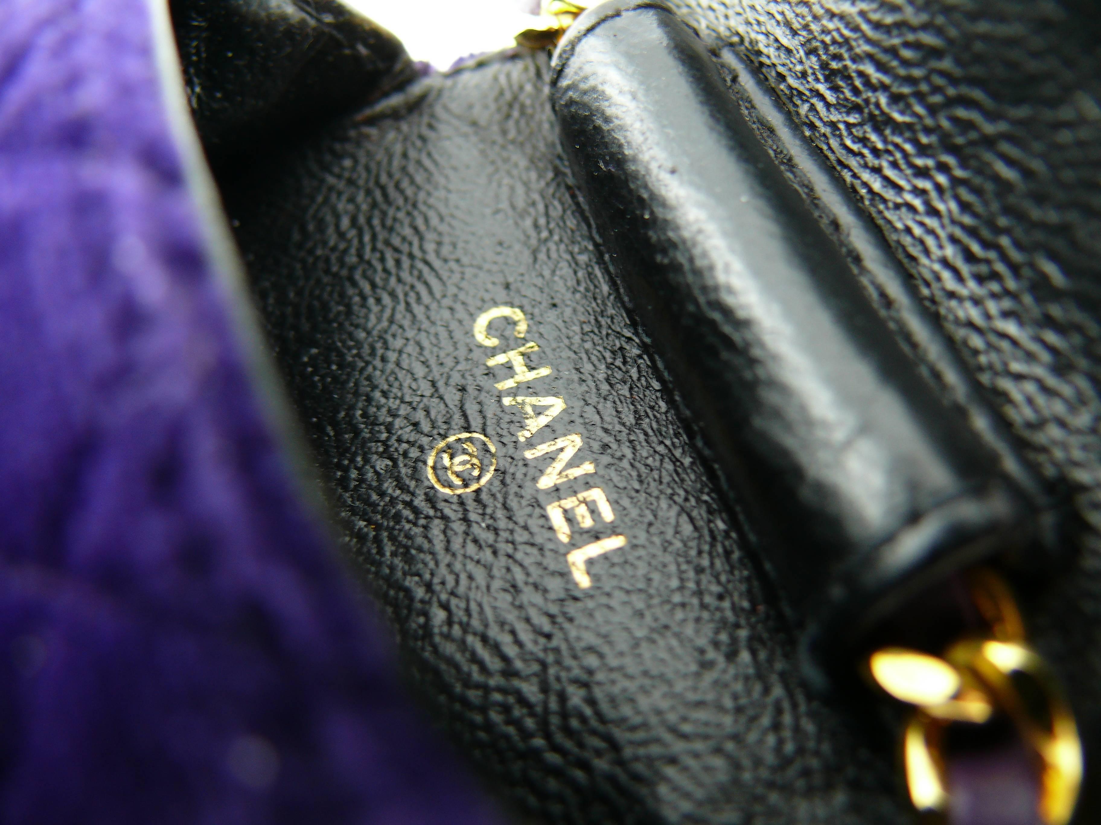 Women's Chanel Vintage 1990s Quilted Micro Mini Purple Velvet Flap Bag