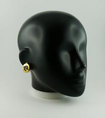 Hermes Vintage Classic Gold Toned Button Clip-On Earrings