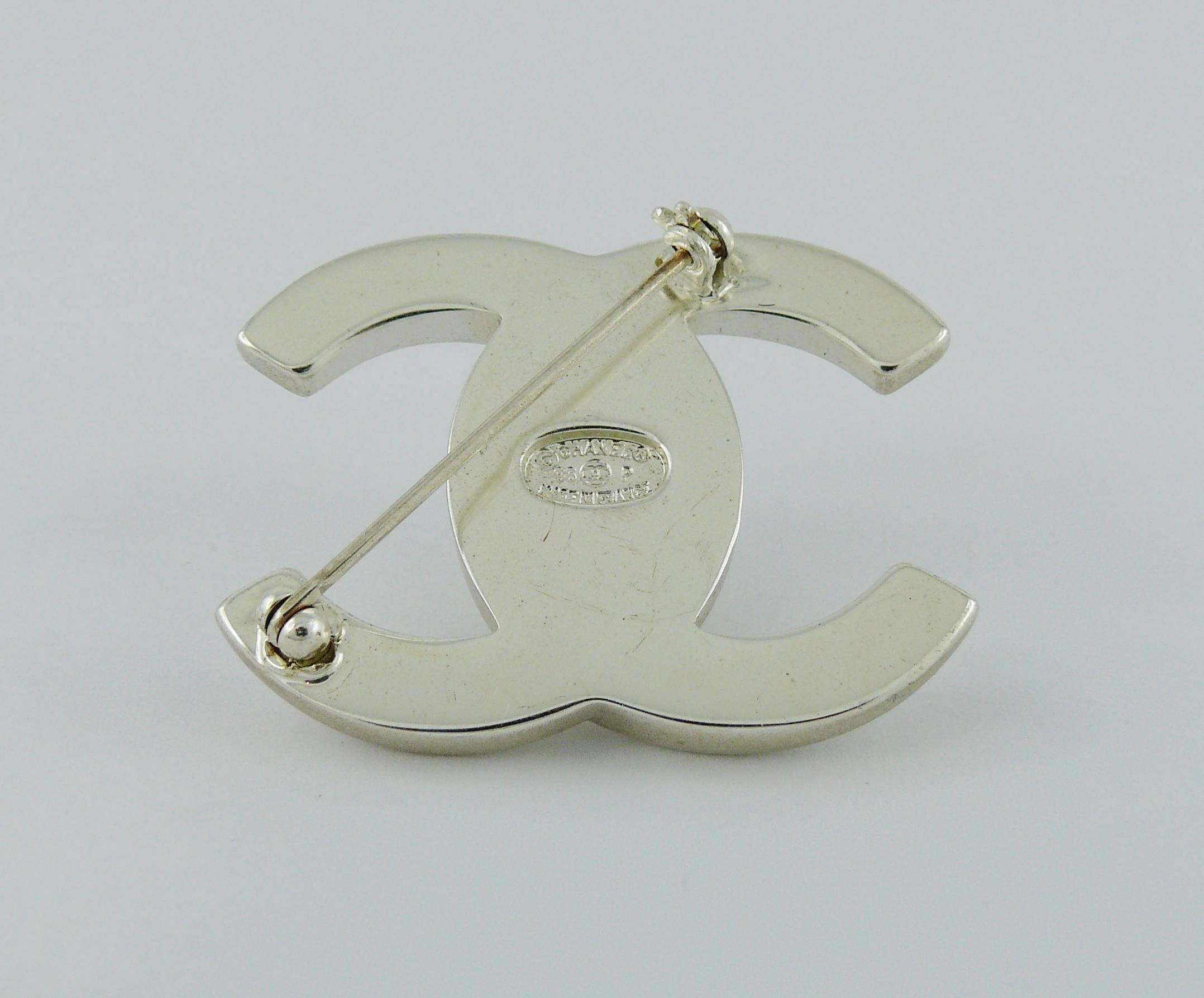 Chanel Vintage CC Turn Lock Silver Tone Brooch Spring 1996 1