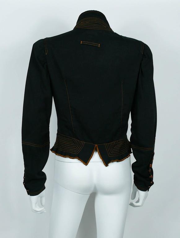 Jean Paul Gaultier Vintage Black Military Style Ruffeled Light Jacket at 1stDibs