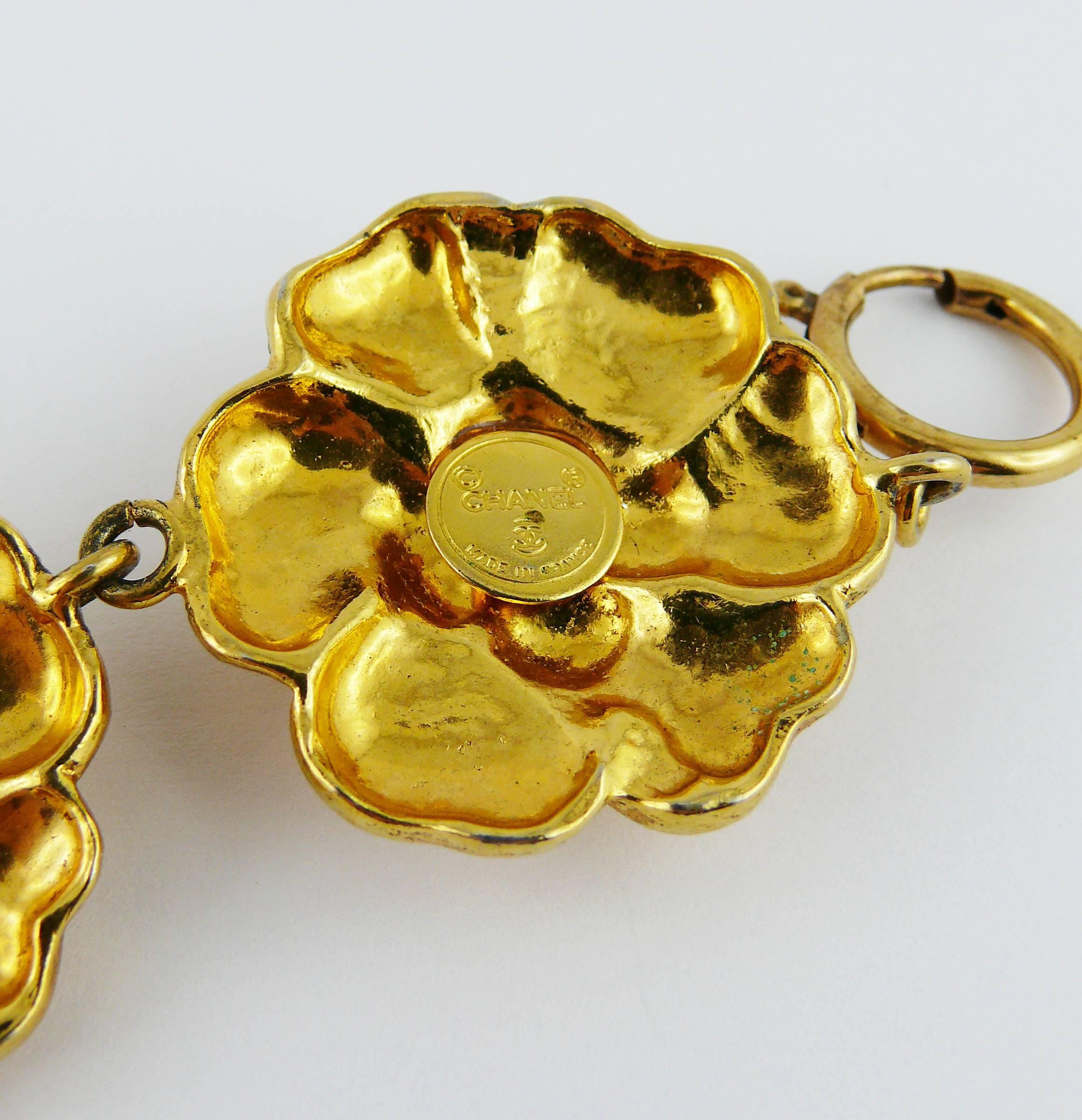 Chanel Vintage Gold Toned Iconic Camellia Bracelet 3