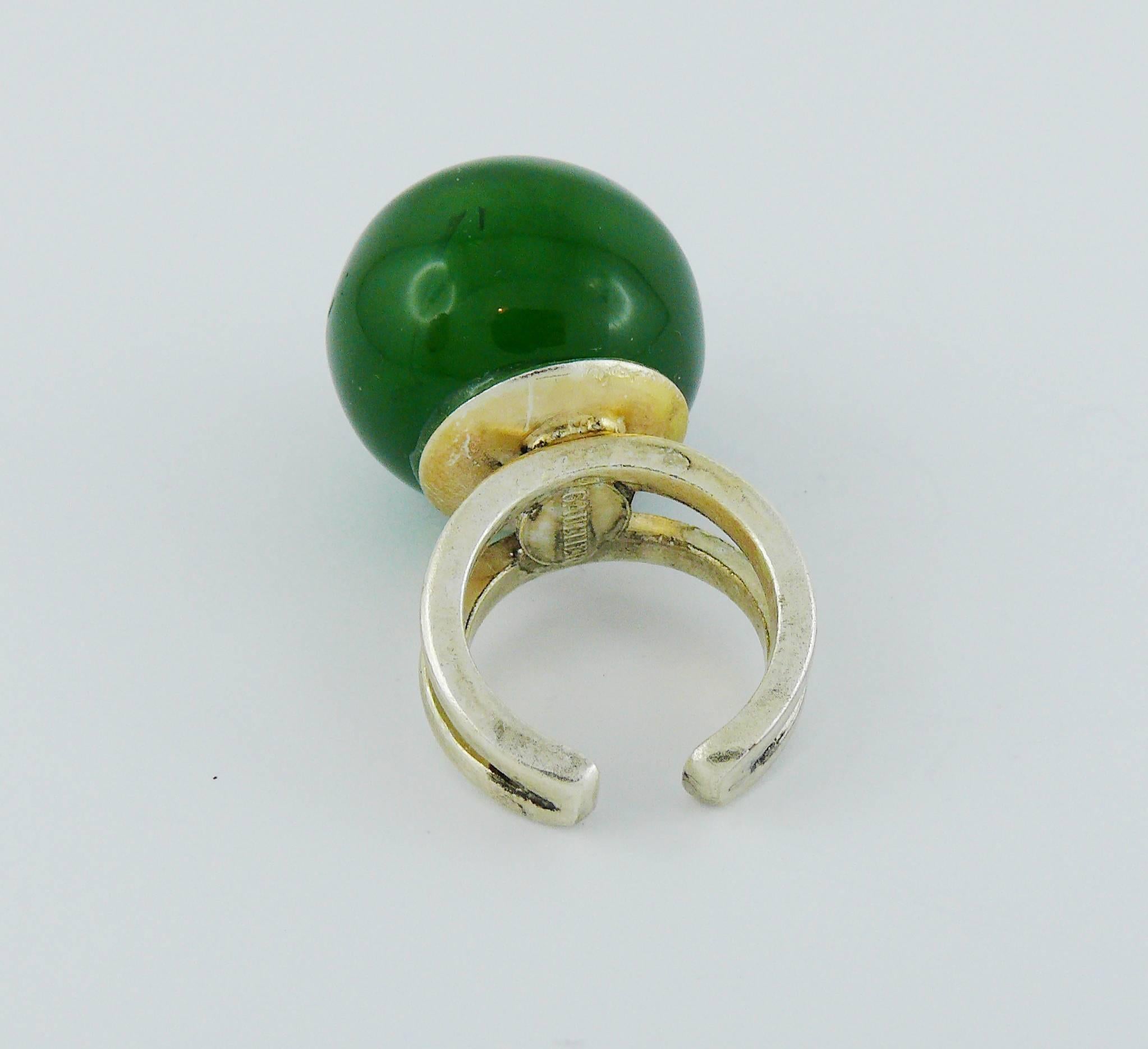 Jean Paul Gaultier Vintage Green Ball Ring In Excellent Condition In Nice, FR