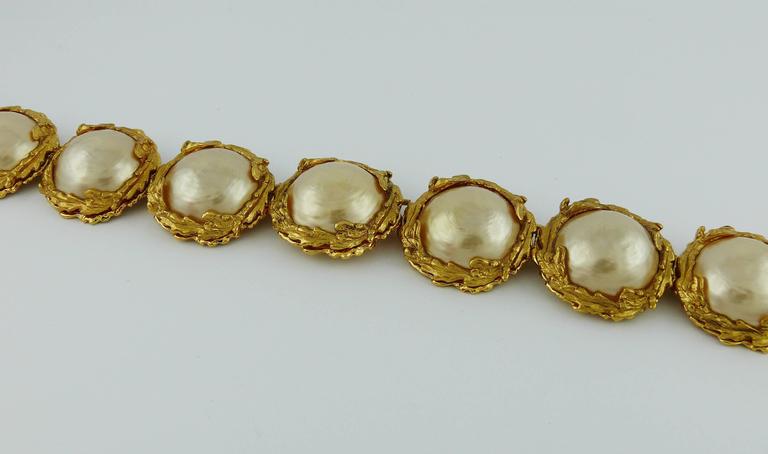 Yves Saint Laurent YSL Vintage Pearl Necklace and Earrings Set For Sale