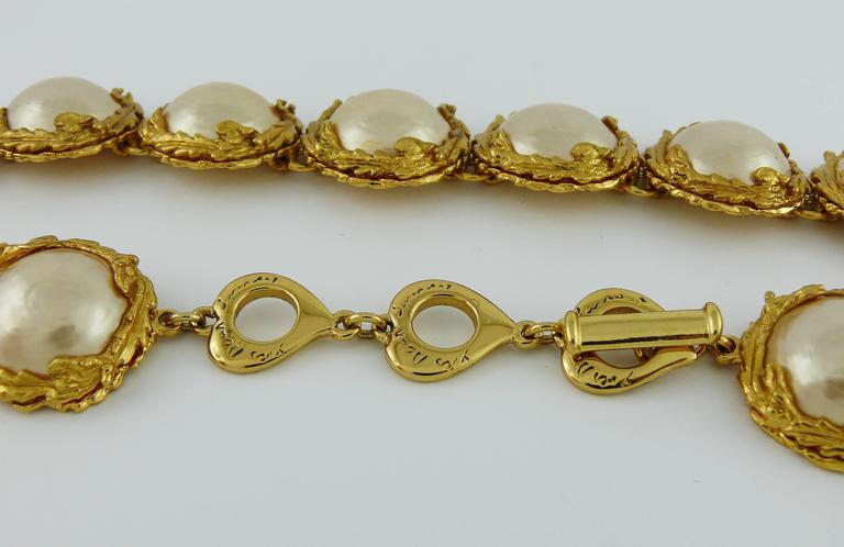 Yves Saint Laurent YSL Vintage Pearl Necklace and Earrings Set For Sale