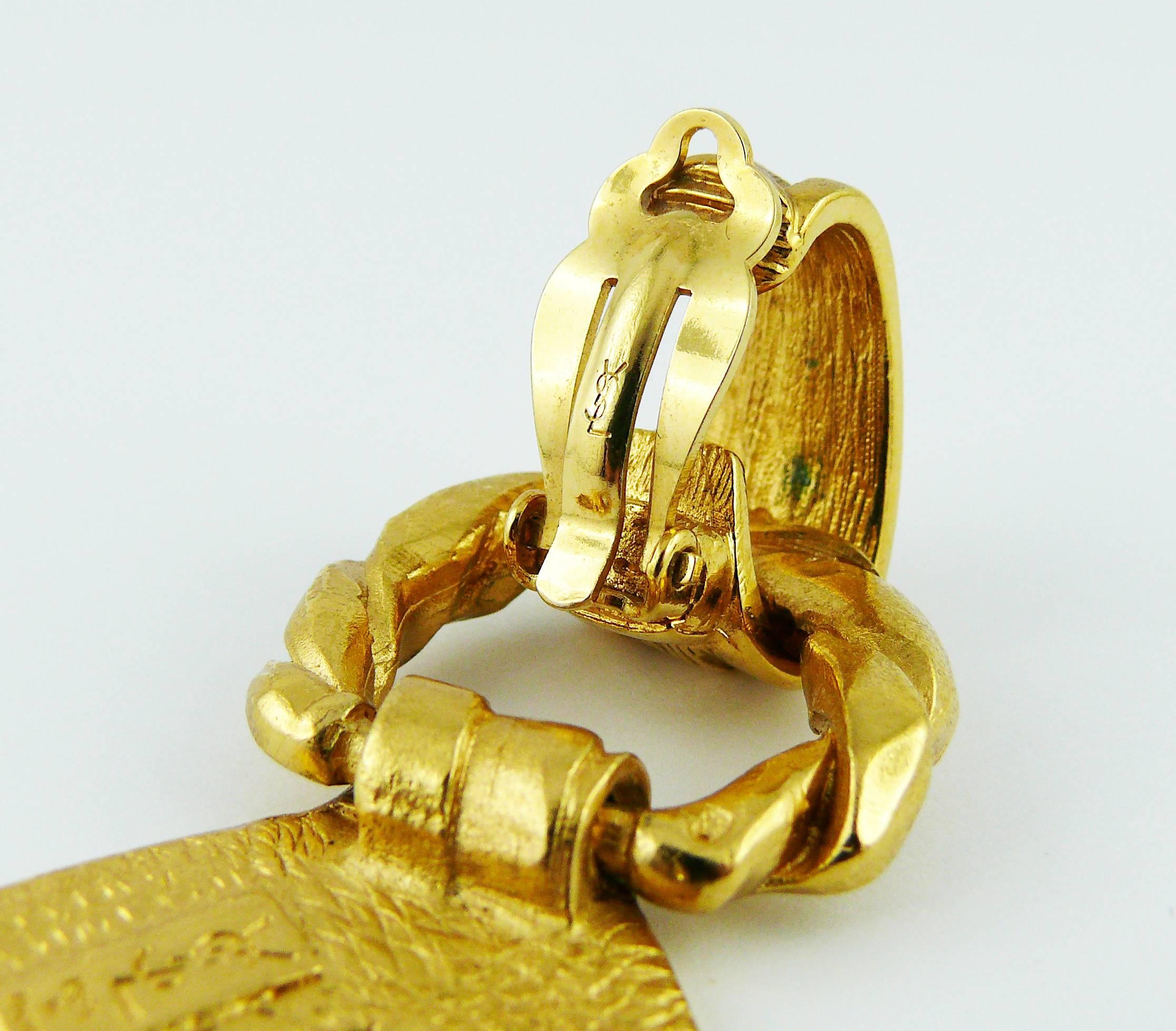 Yves Saint Laurent YSL Vintage Gold Toned Dangling Earrings 3