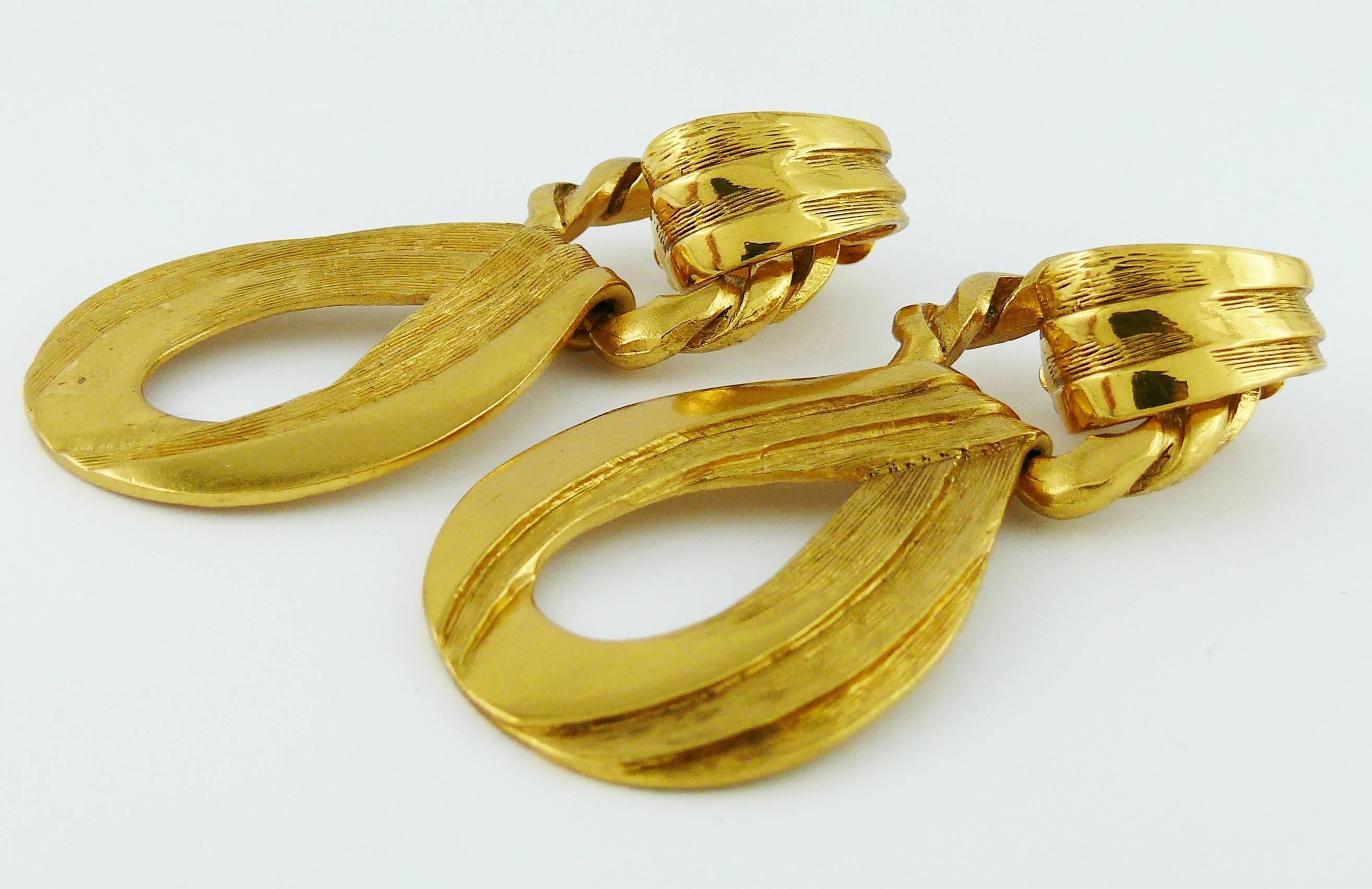 Women's Yves Saint Laurent YSL Vintage Gold Toned Dangling Earrings