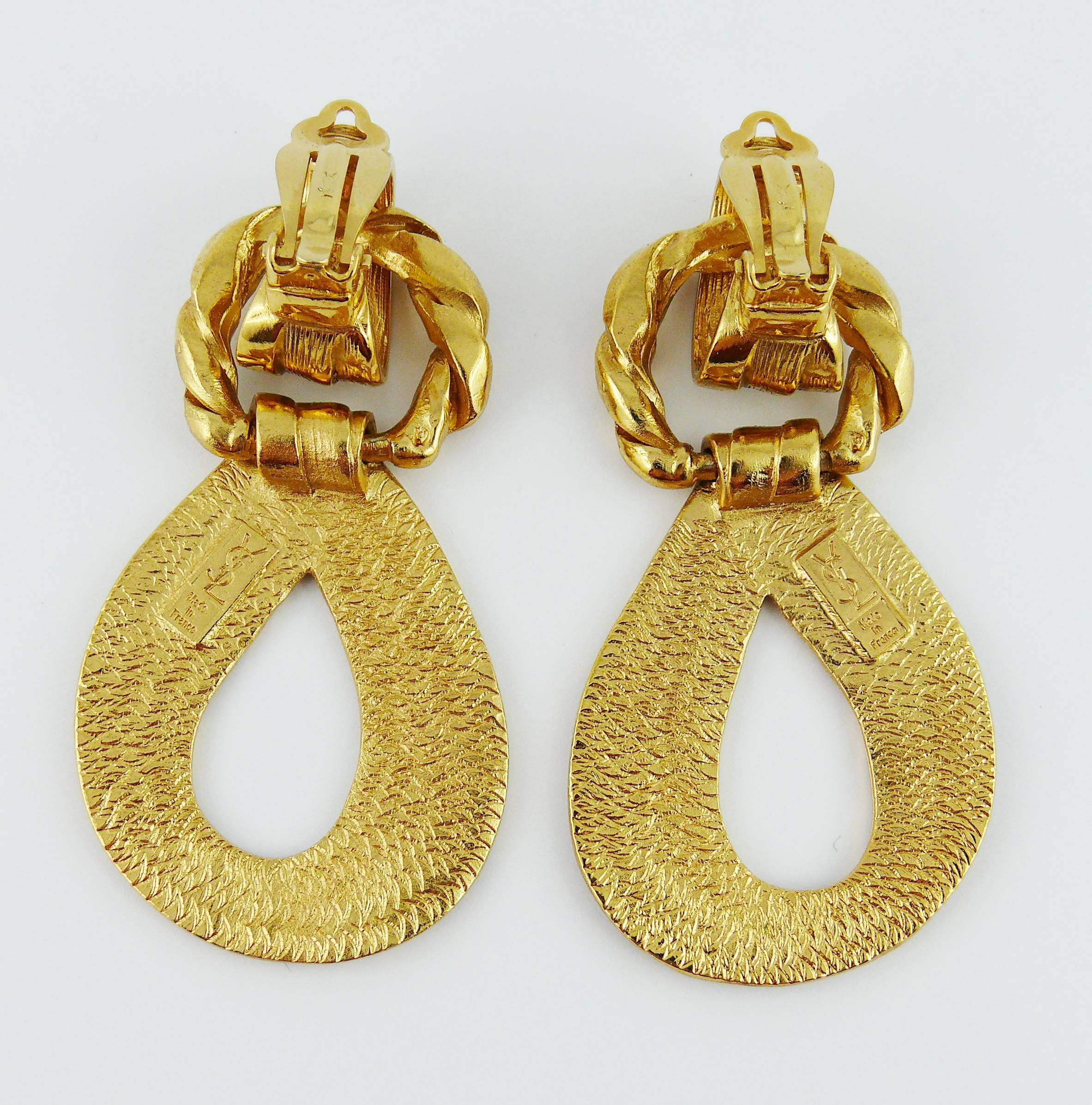 Yves Saint Laurent YSL Vintage Gold Toned Dangling Earrings 1