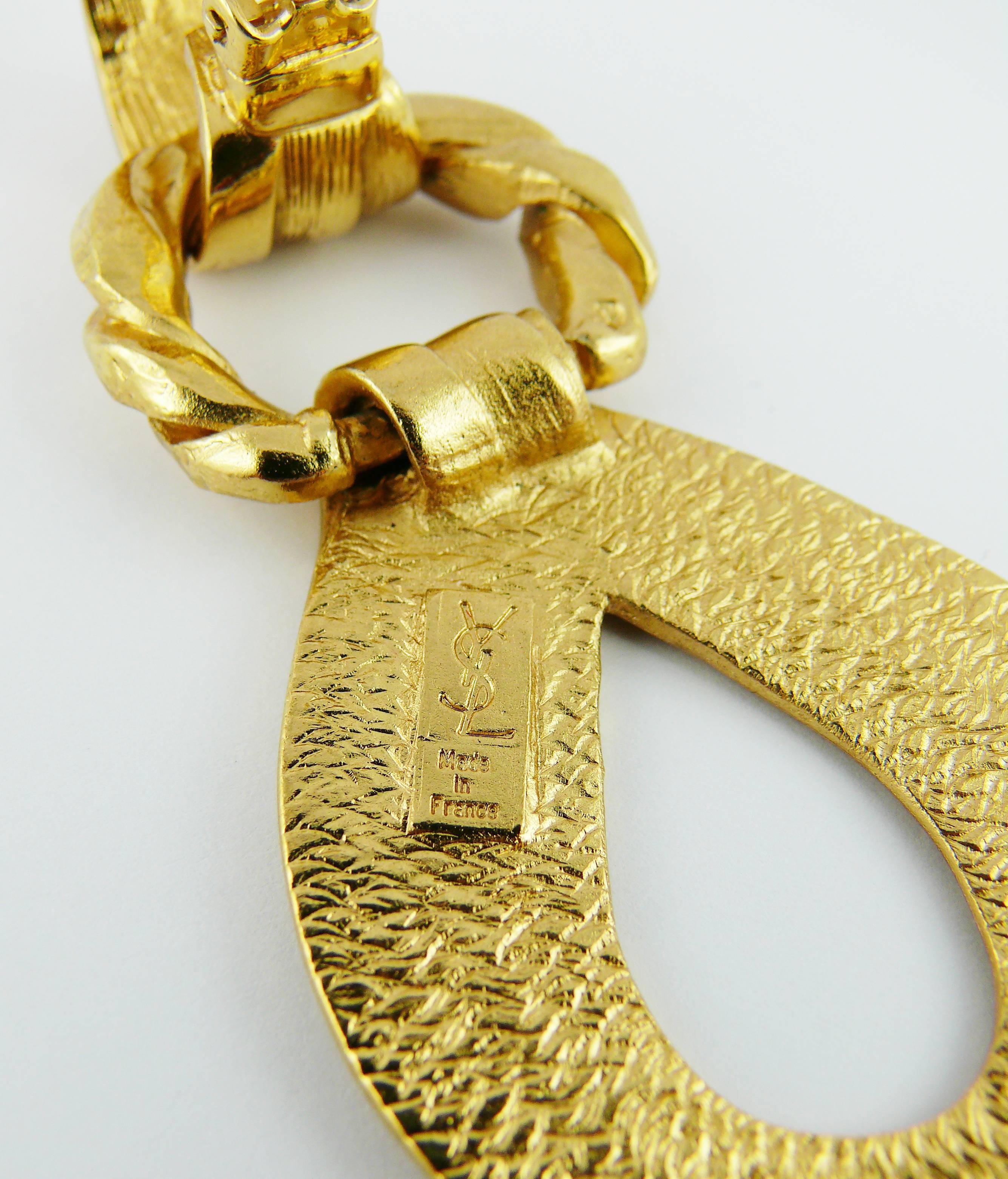 Yves Saint Laurent YSL Vintage Gold Toned Dangling Earrings 2