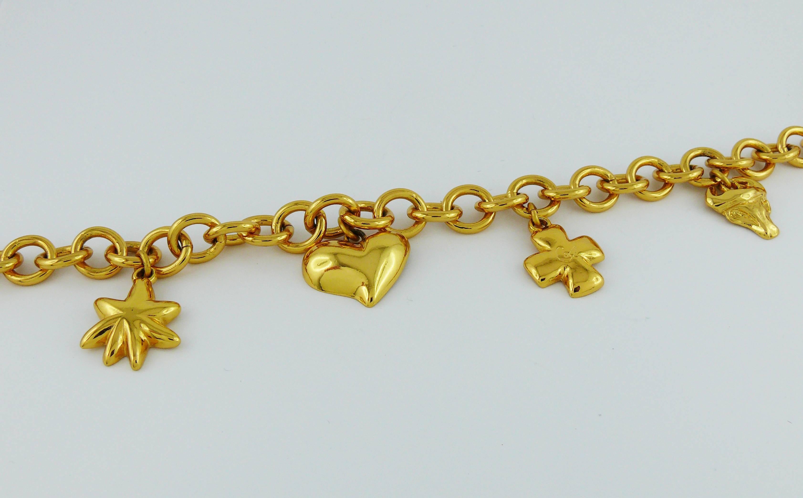 Christian Lacroix Vintage Gold Toned Iconic Charm Necklace In Excellent Condition In Nice, FR