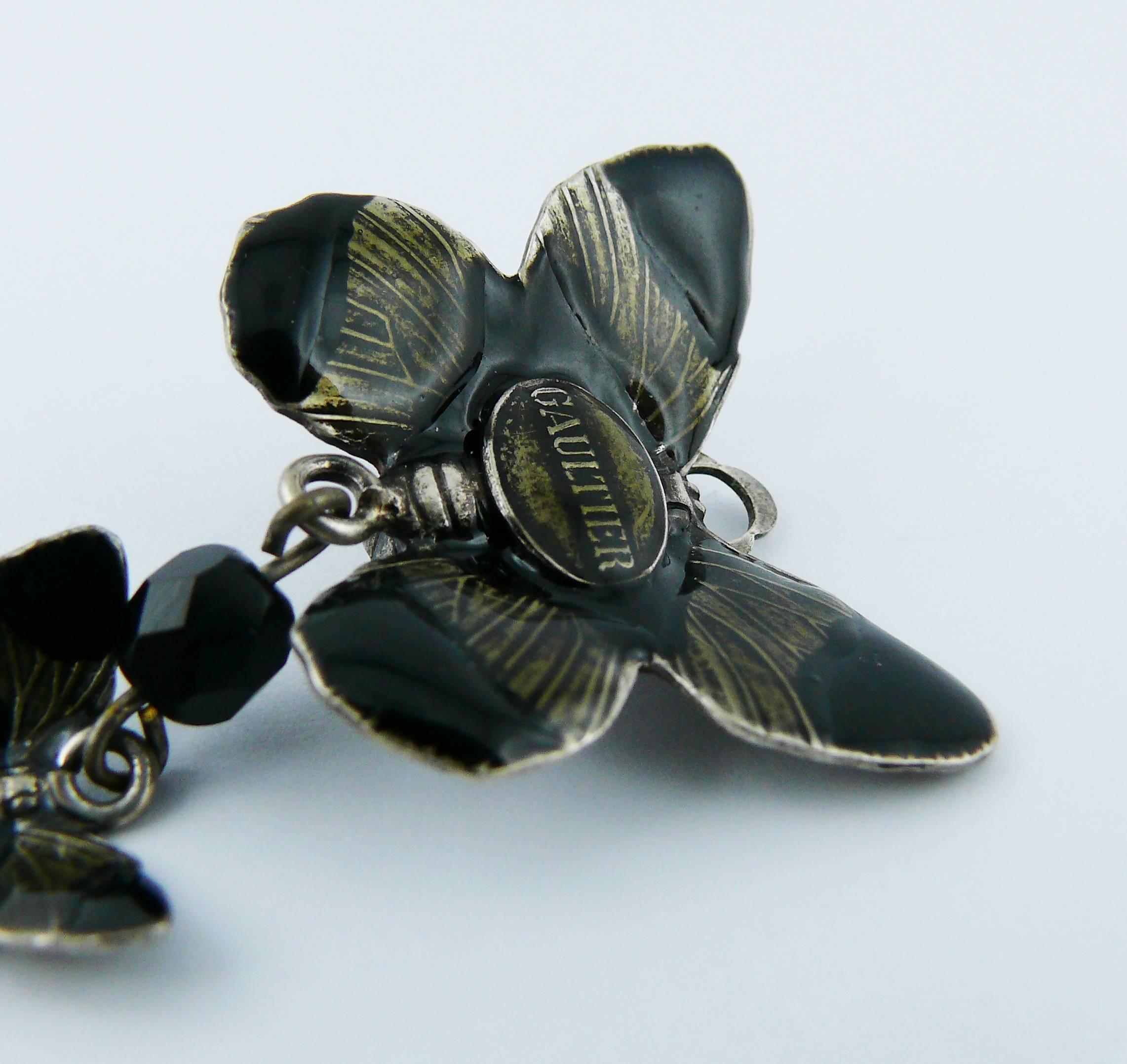Jean Paul Gaultier Vintage Enamel Butterfly Dangling Earrings 2
