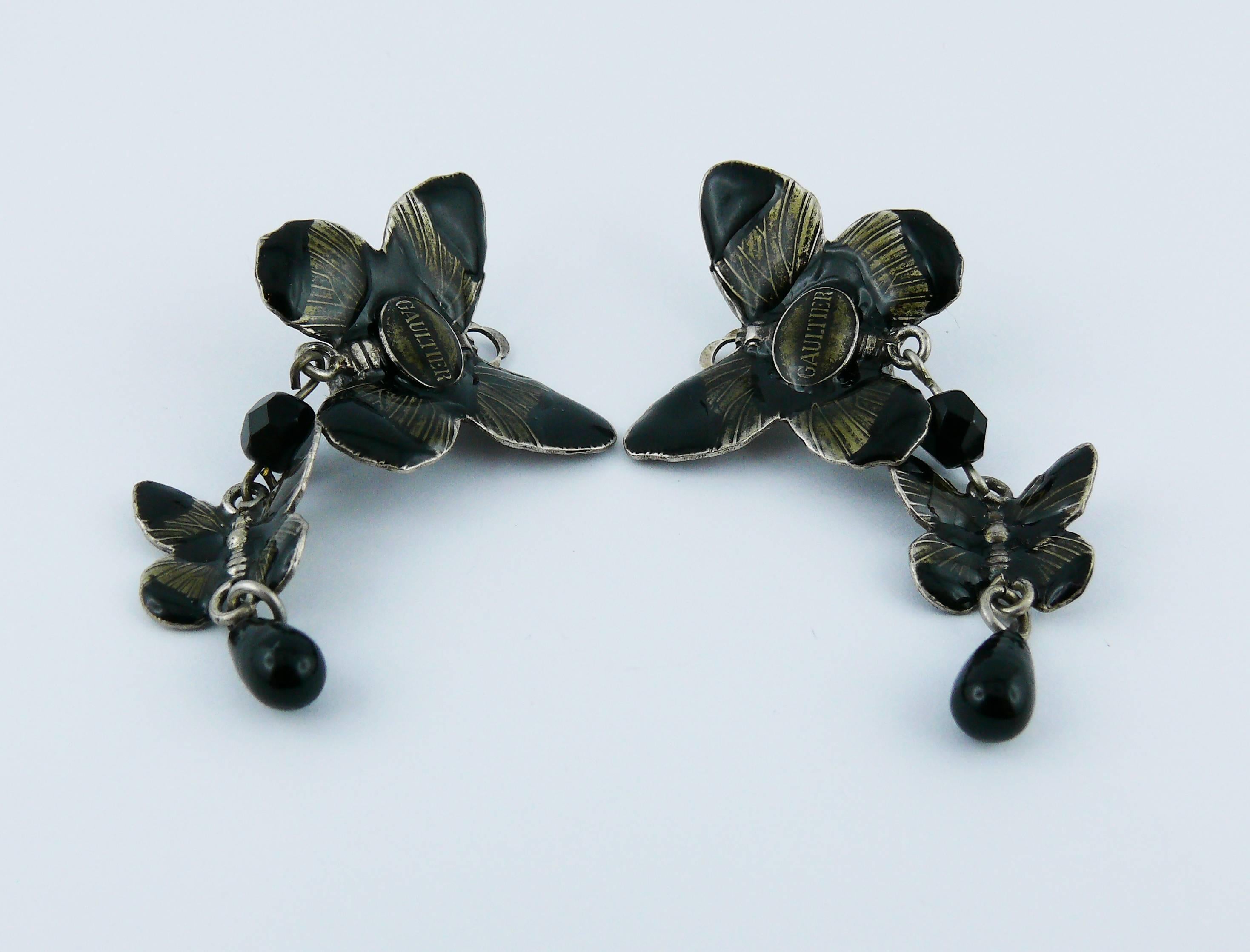 Women's Jean Paul Gaultier Vintage Enamel Butterfly Dangling Earrings