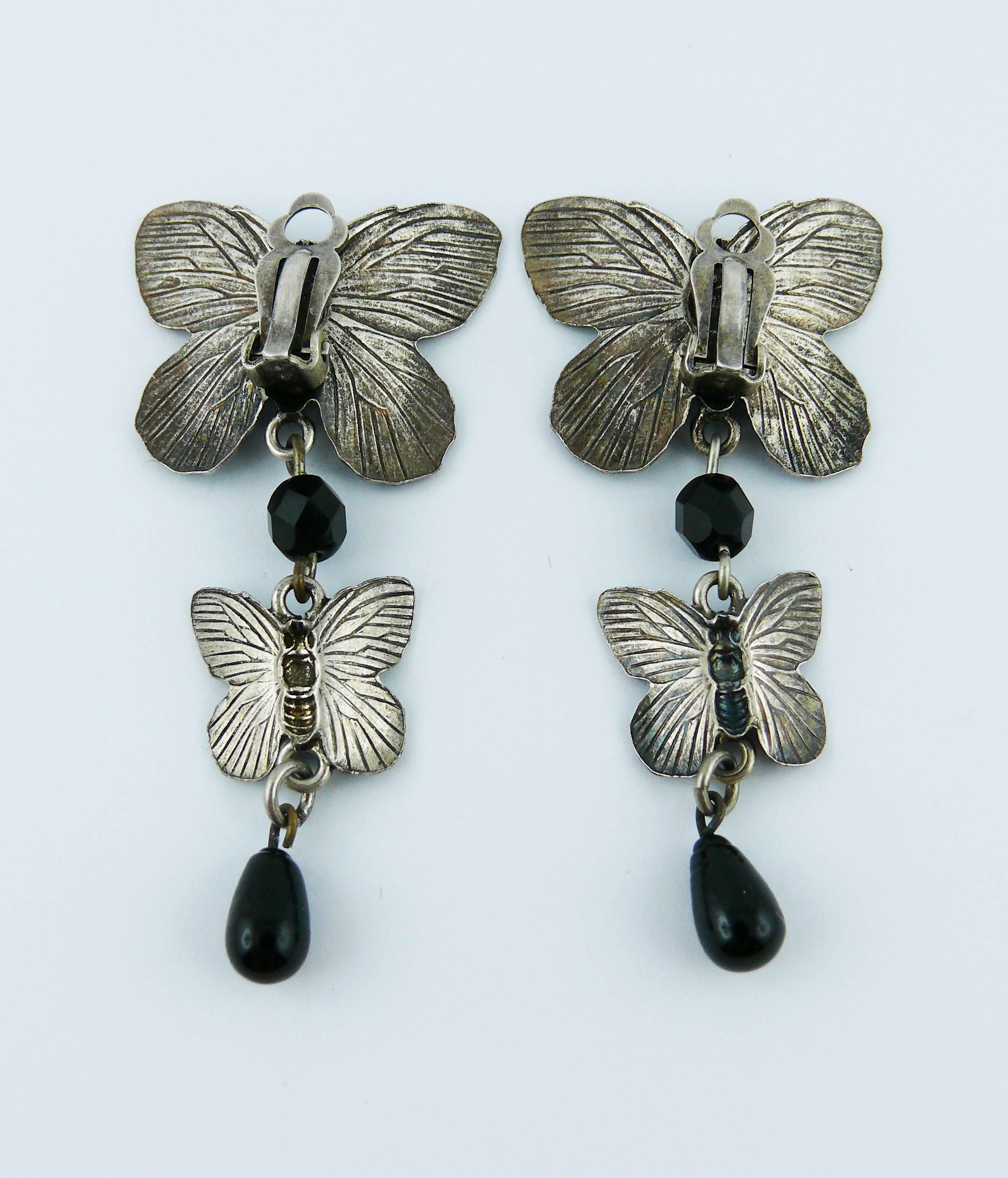 Jean Paul Gaultier Vintage Enamel Butterfly Dangling Earrings 3