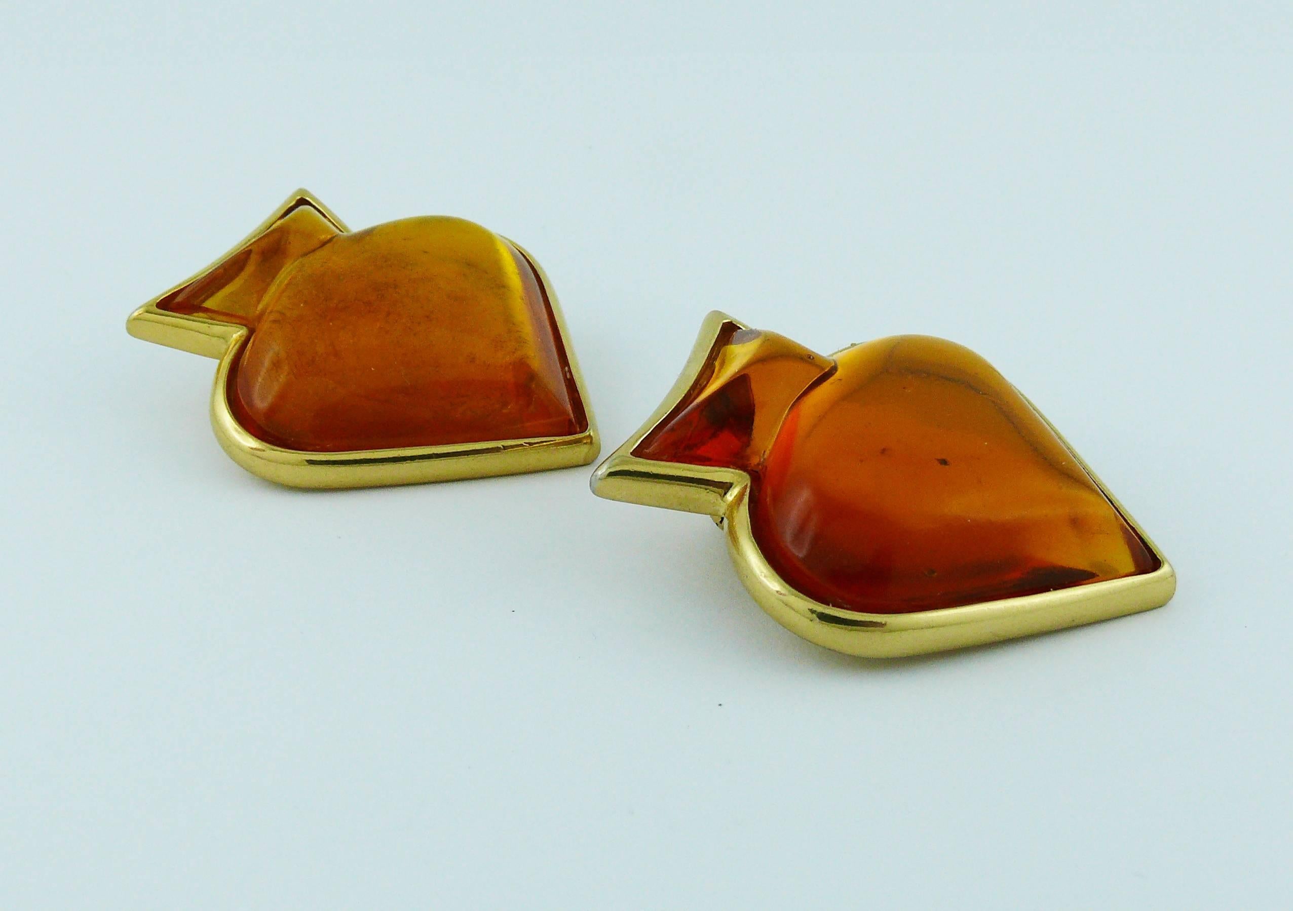 Yves Saint Laurent YSL Vintage Spade Clip-On Earrings 1