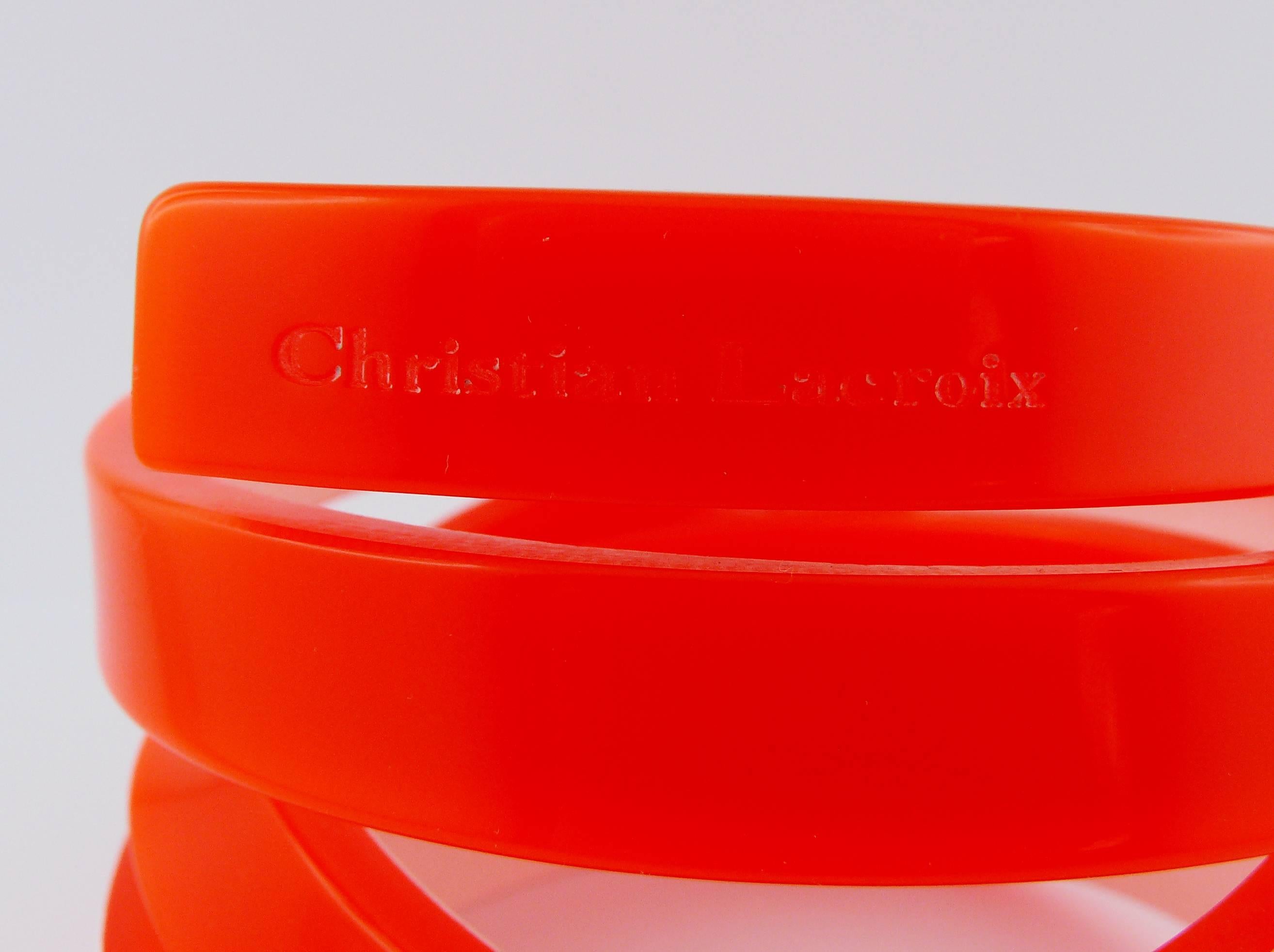 Christian Lacroix Runway Neon Orange Resin Sculptural Bracelet Spring 2008 For Sale 3