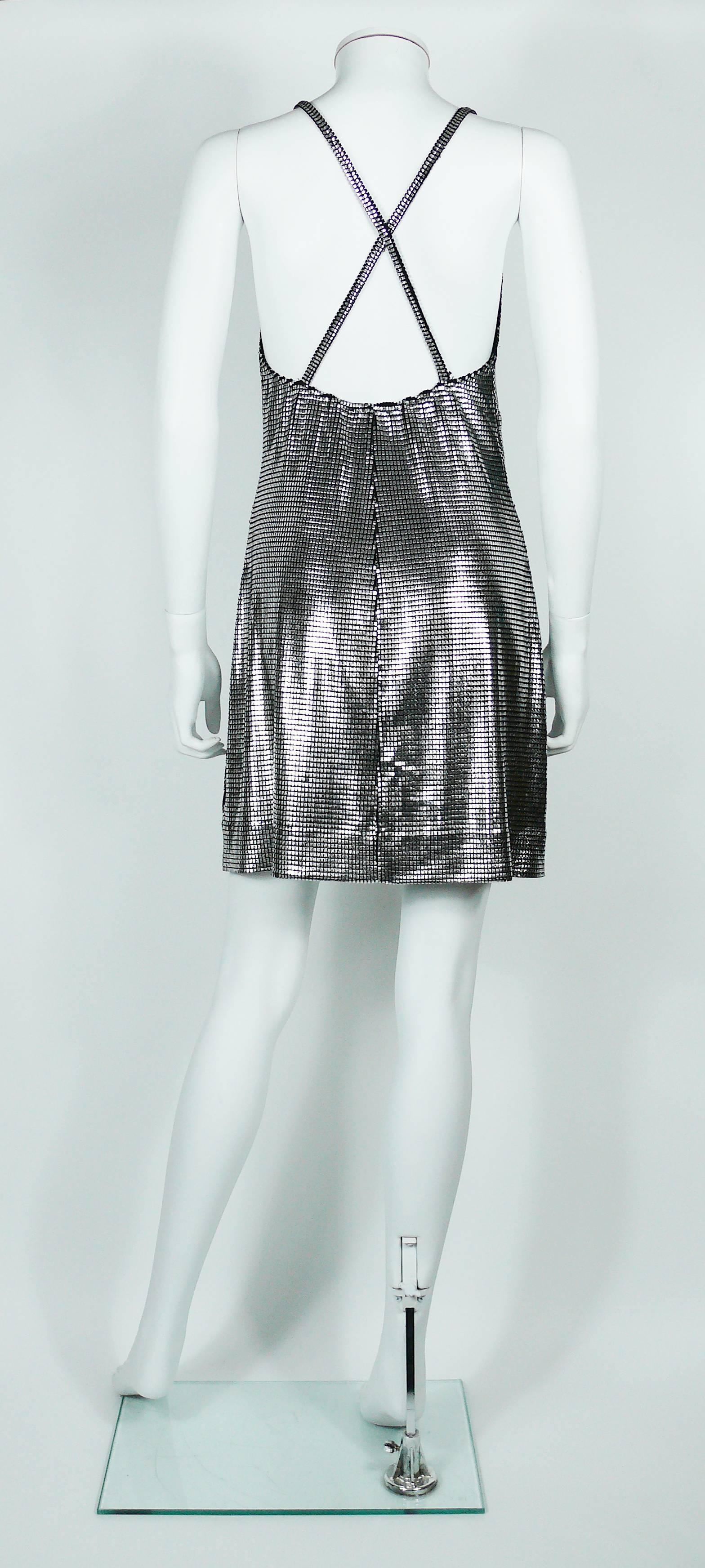 Paco Rabanne Silver Foil Grid Mini Dress In Good Condition In Nice, FR