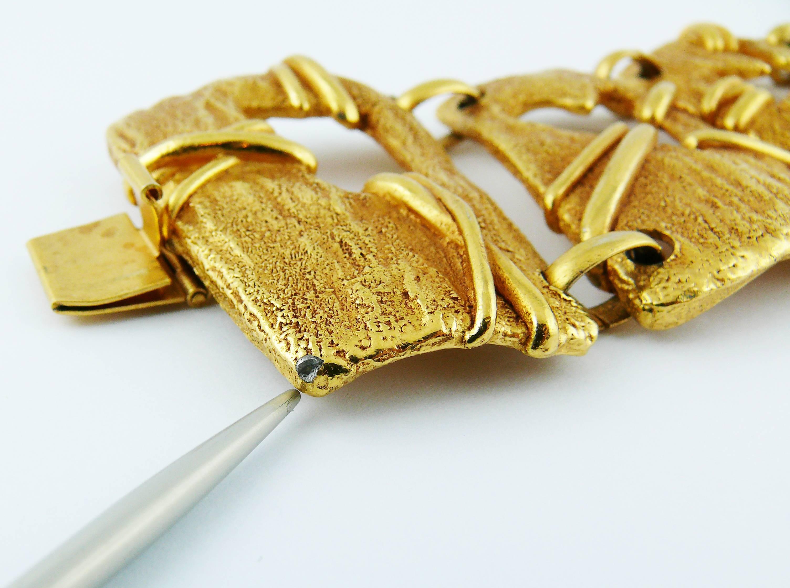 Christian Lacroix Vintage Gold Toned Cut Out Cuff Bracelet  5