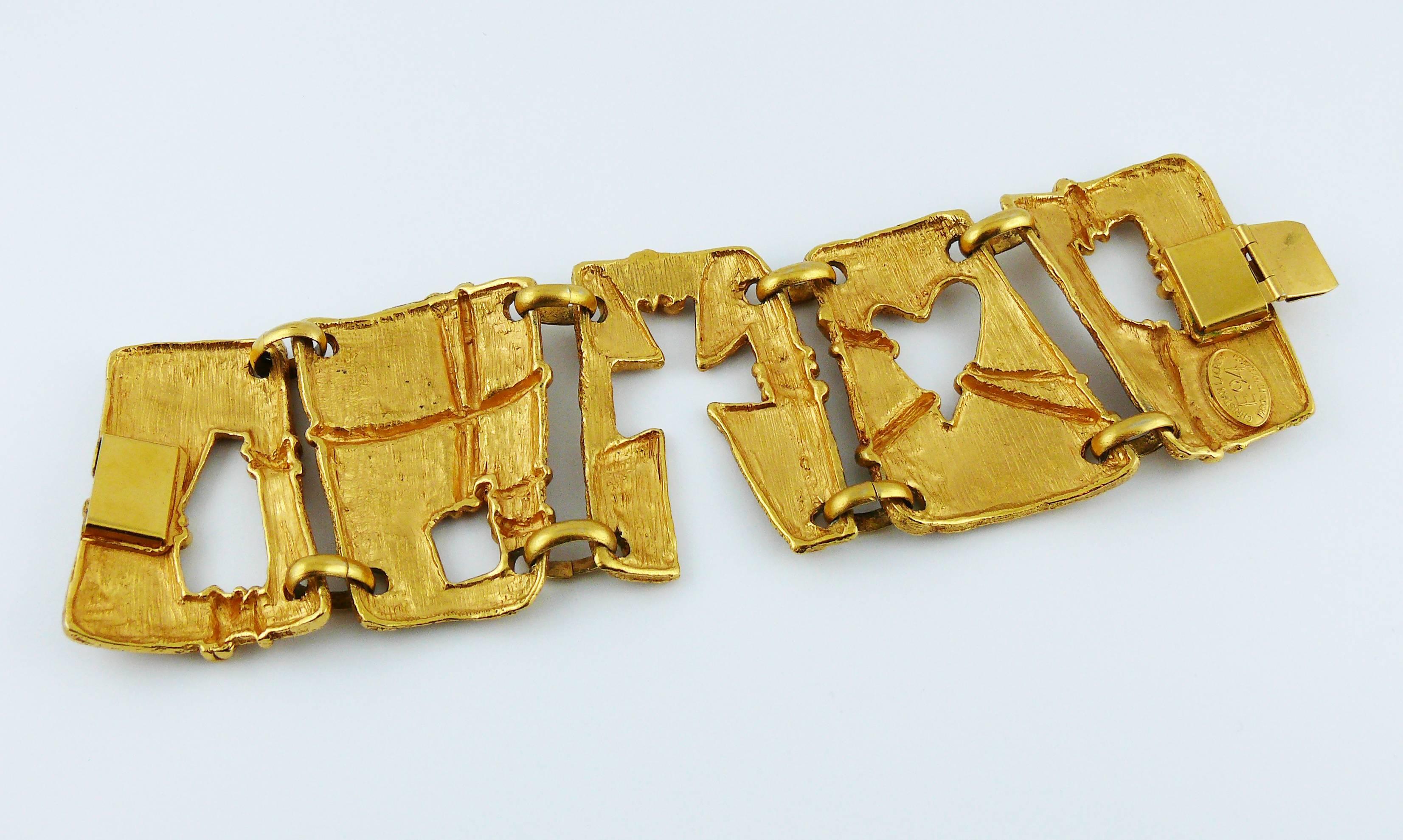Christian Lacroix Vintage Gold Toned Cut Out Cuff Bracelet  3