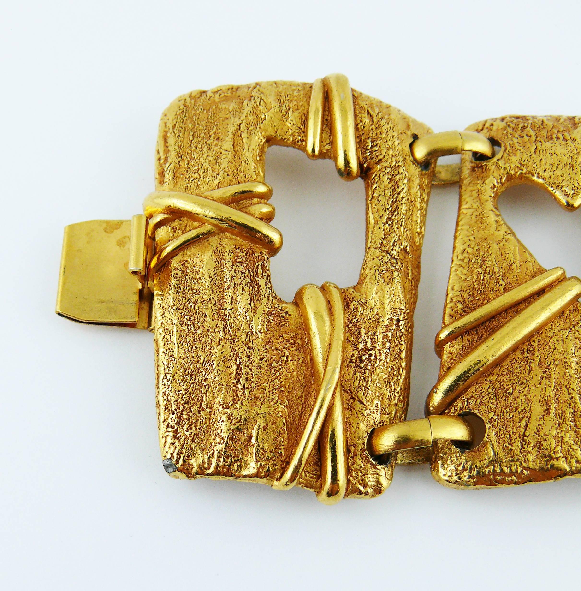 Christian Lacroix Vintage Gold Toned Cut Out Cuff Bracelet  2