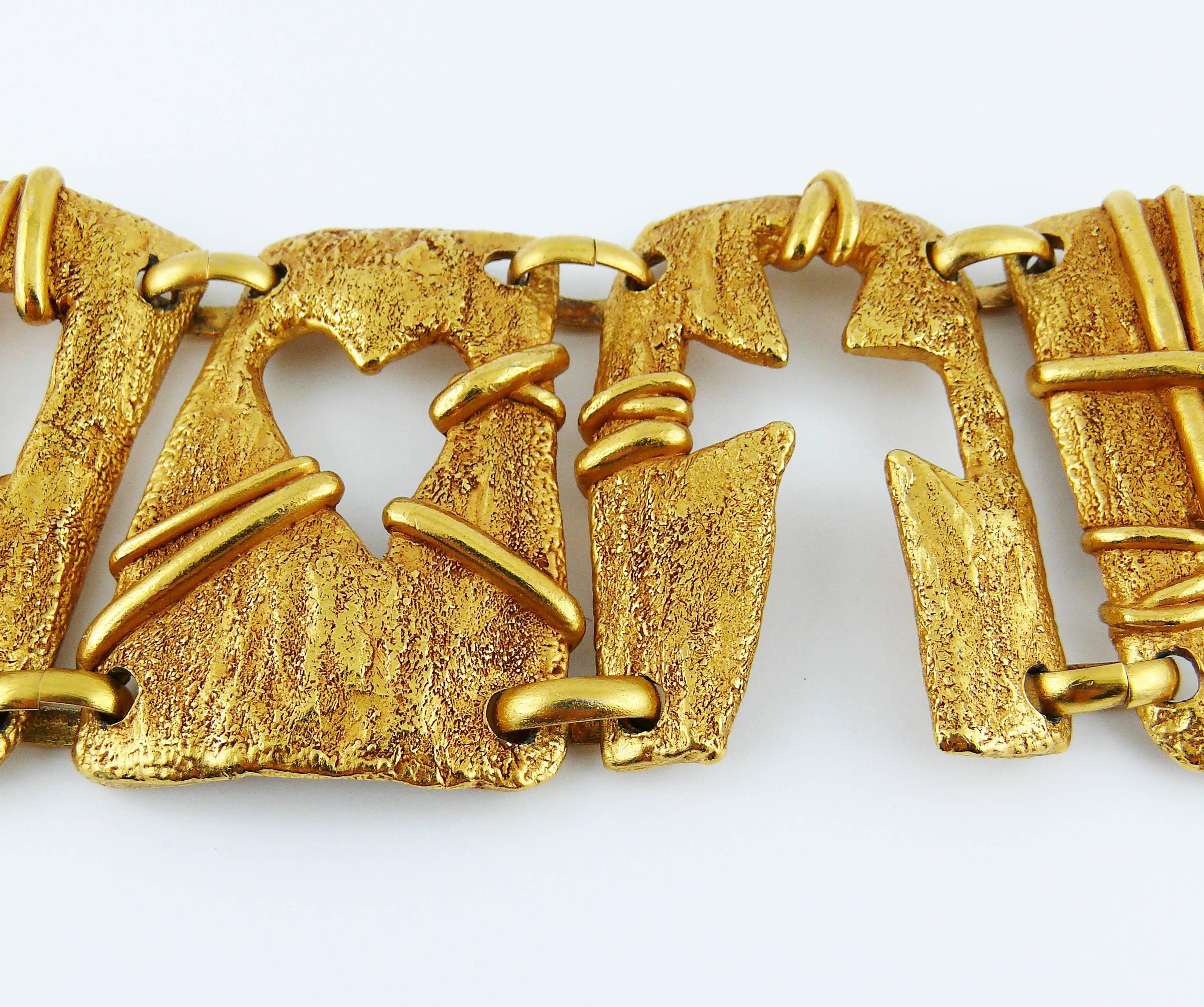 Women's Christian Lacroix Vintage Gold Toned Cut Out Cuff Bracelet 