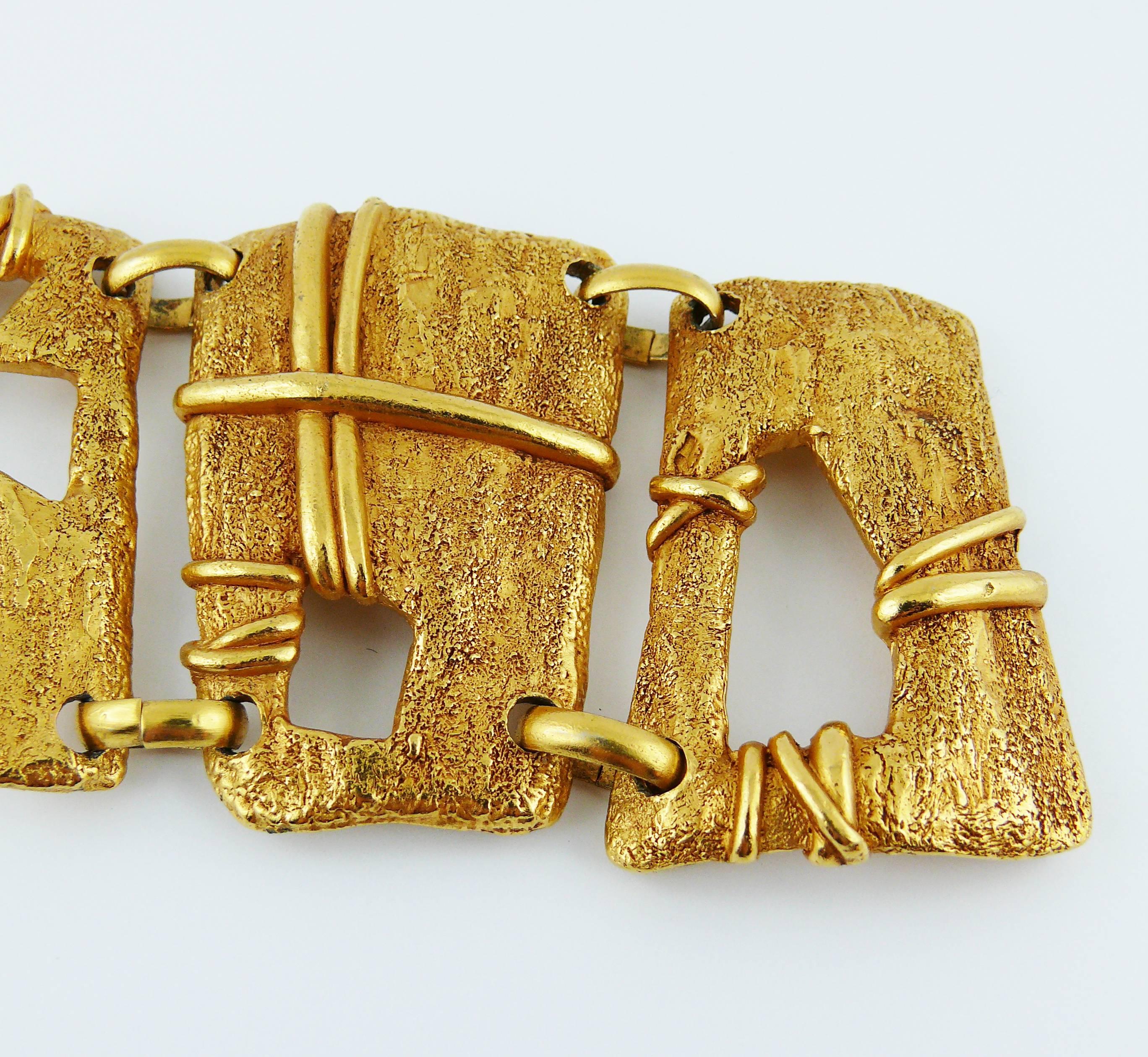 Christian Lacroix Vintage Gold Toned Cut Out Cuff Bracelet  1
