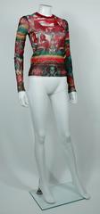 Jean Paul Gaultier Vintage Native American Print Mesh Unisex Top Size S